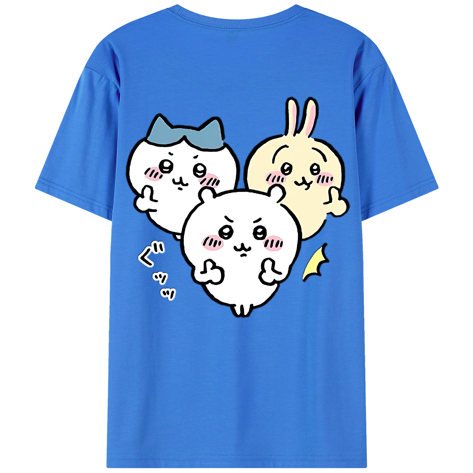 （画像用） ちいかわ うさぎ Chii-kawa usagi 綿100％ メンズ半袖Tシャツ（バックプリント） 通気性