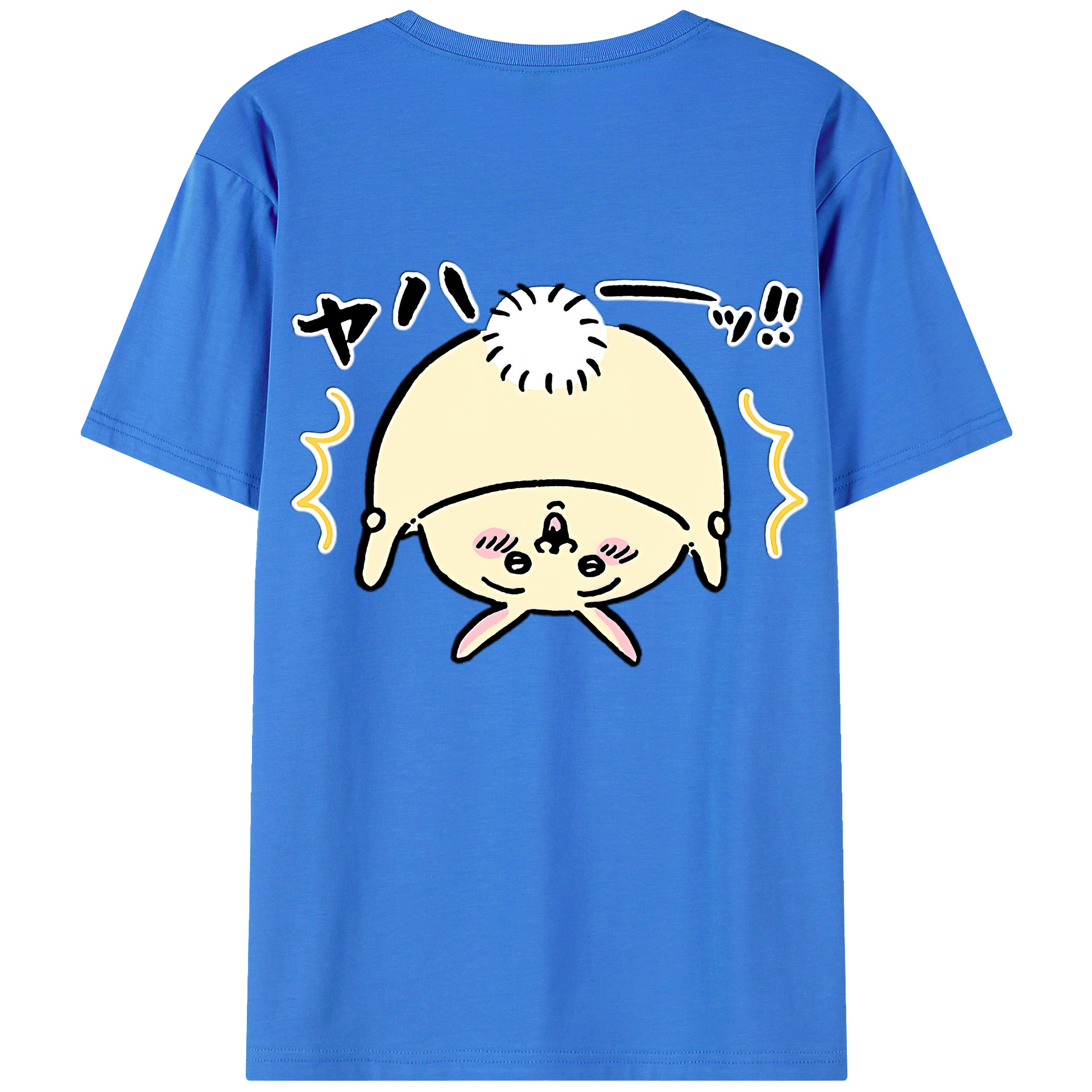 （画像用） ちいかわ うさぎ Chii-kawa usagi 綿100％ メンズ半袖Tシャツ（バックプリント） 通気性