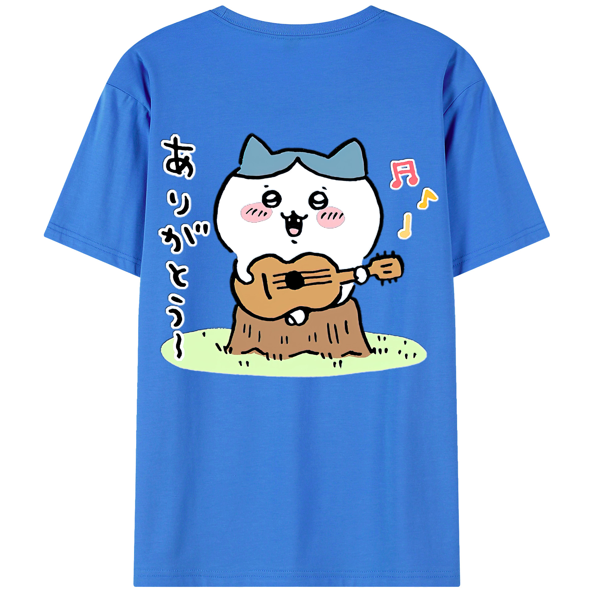 （画像用） ちいかわ ハチワレ Chii-kawa hachiware 綿100％ メンズ半袖Tシャツ（バックプリント） 通気性