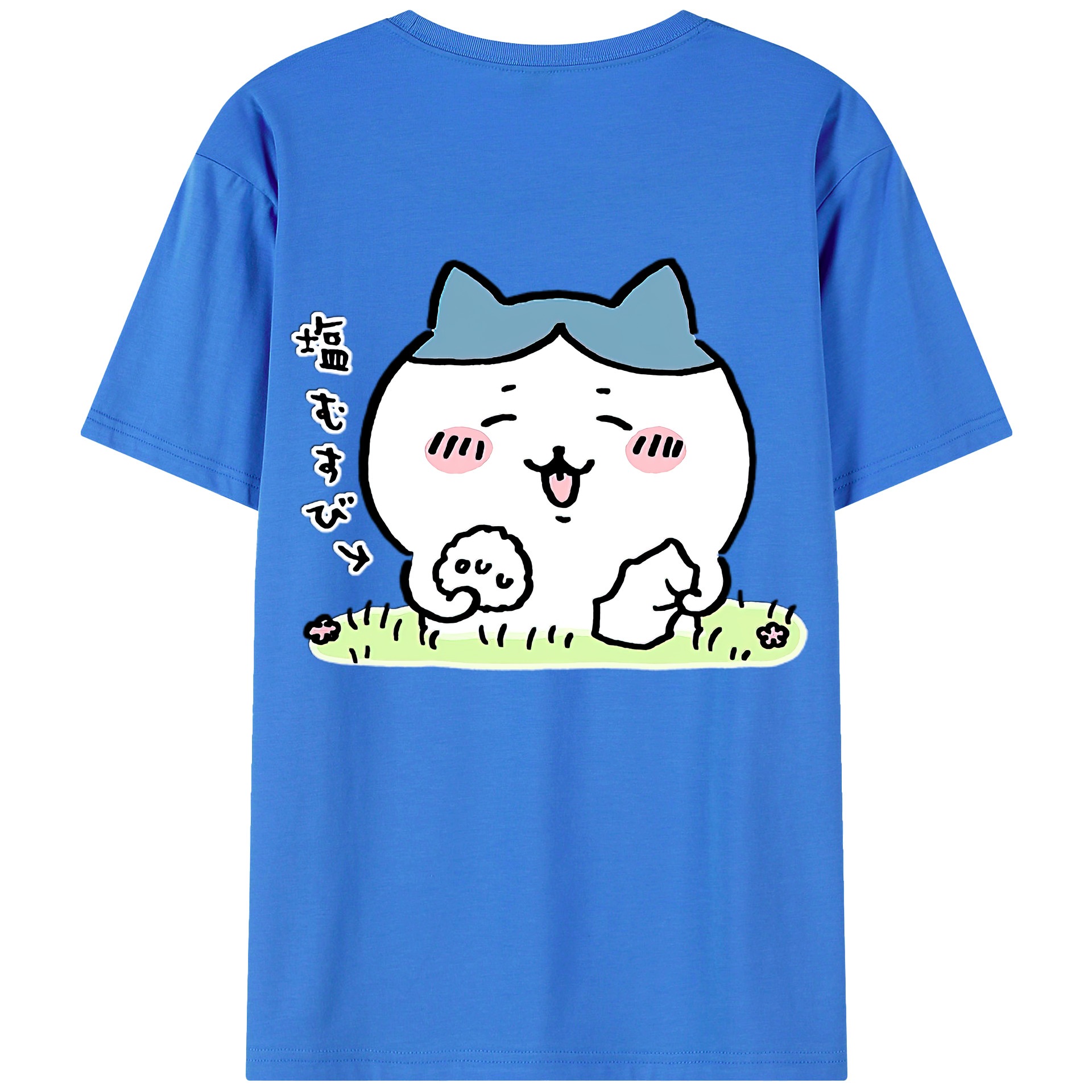 （画像用） ちいかわ ハチワレ Chii-kawa hachiware 綿100％ メンズ半袖Tシャツ（バックプリント） 通気性