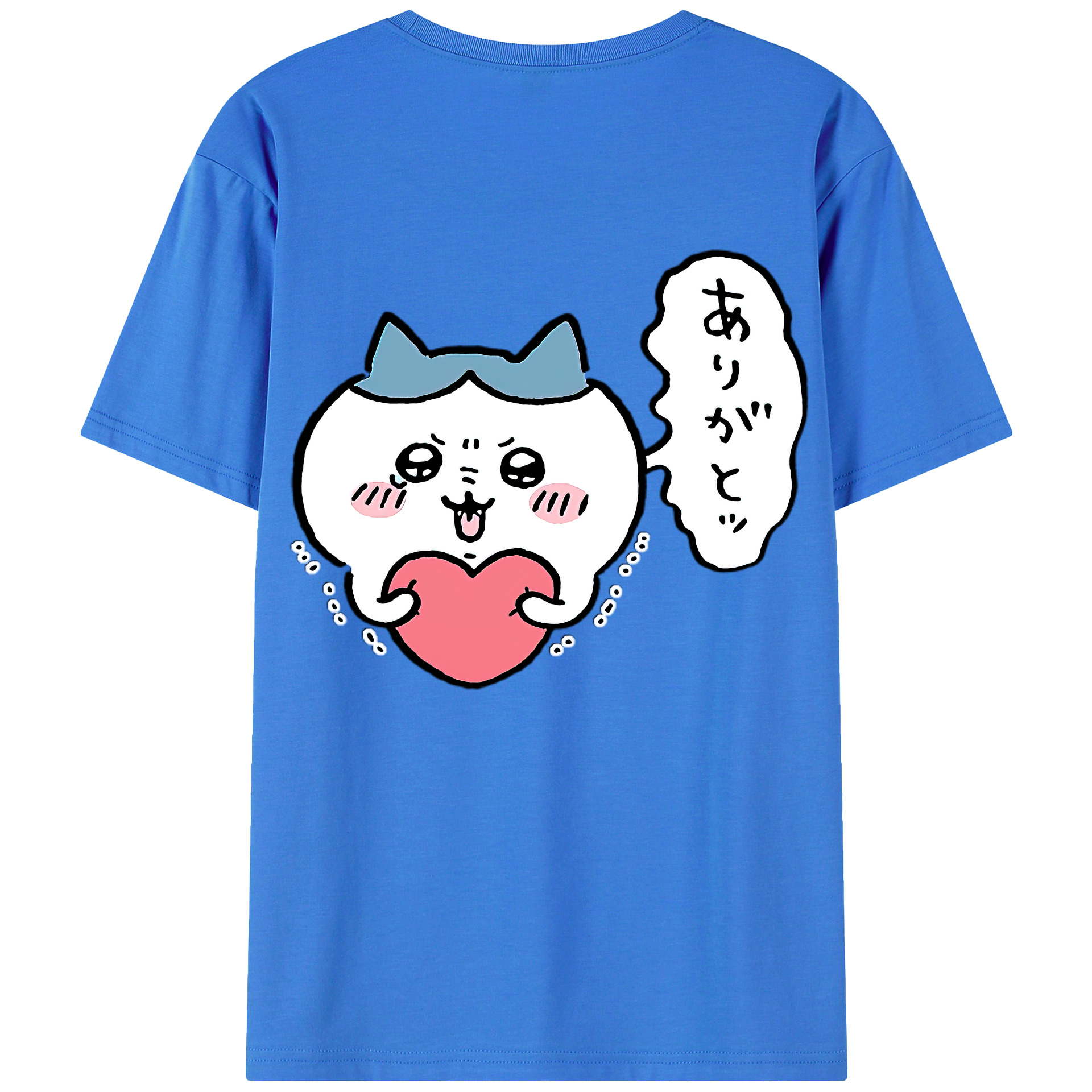 （画像用） ちいかわ ハチワレ Chii-kawa hachiware 綿100％ メンズ半袖Tシャツ（バックプリント） 通気性