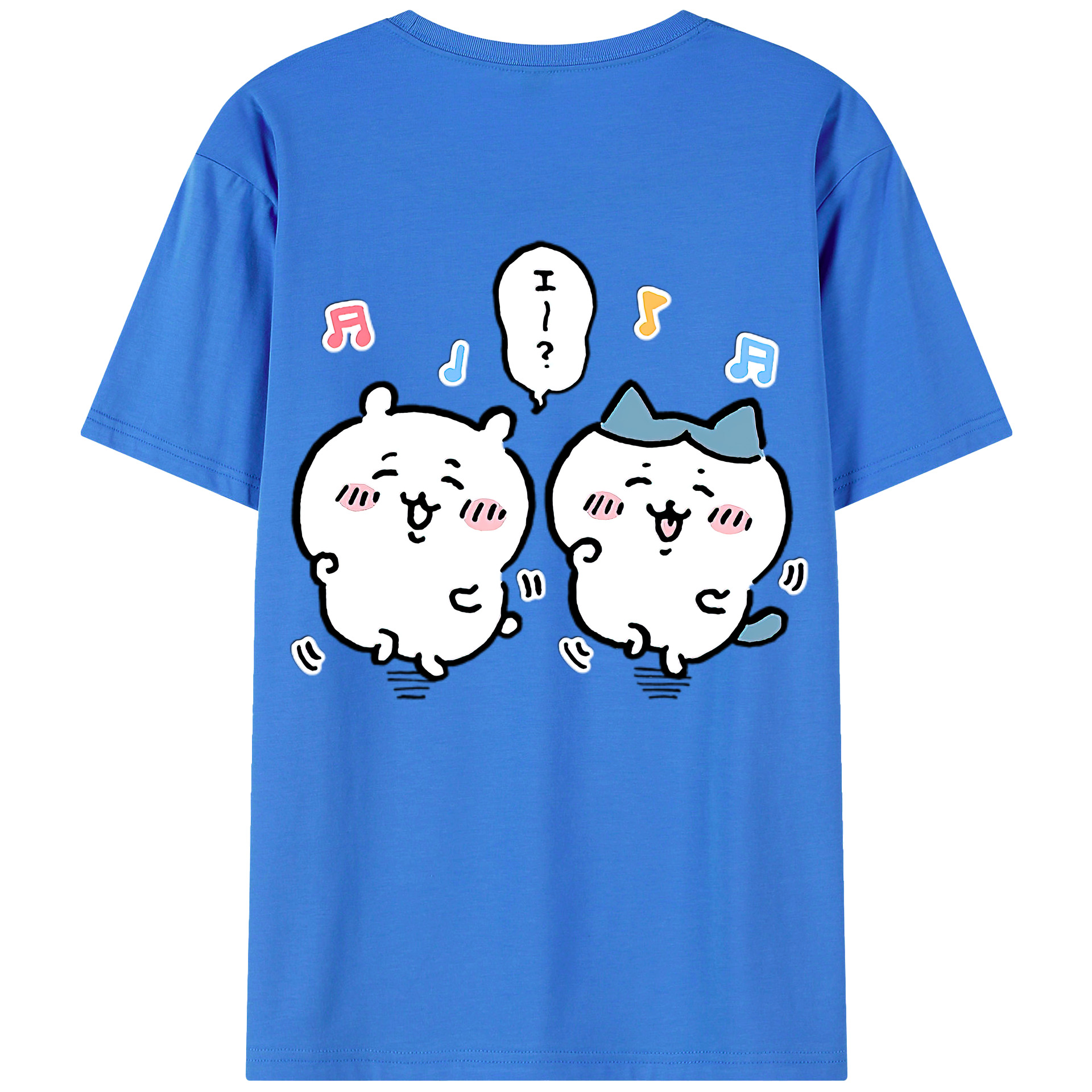 （画像用） ちいかわ ハチワレ Chii-kawa hachiware 綿100％ メンズ半袖Tシャツ（バックプリント） 通気性