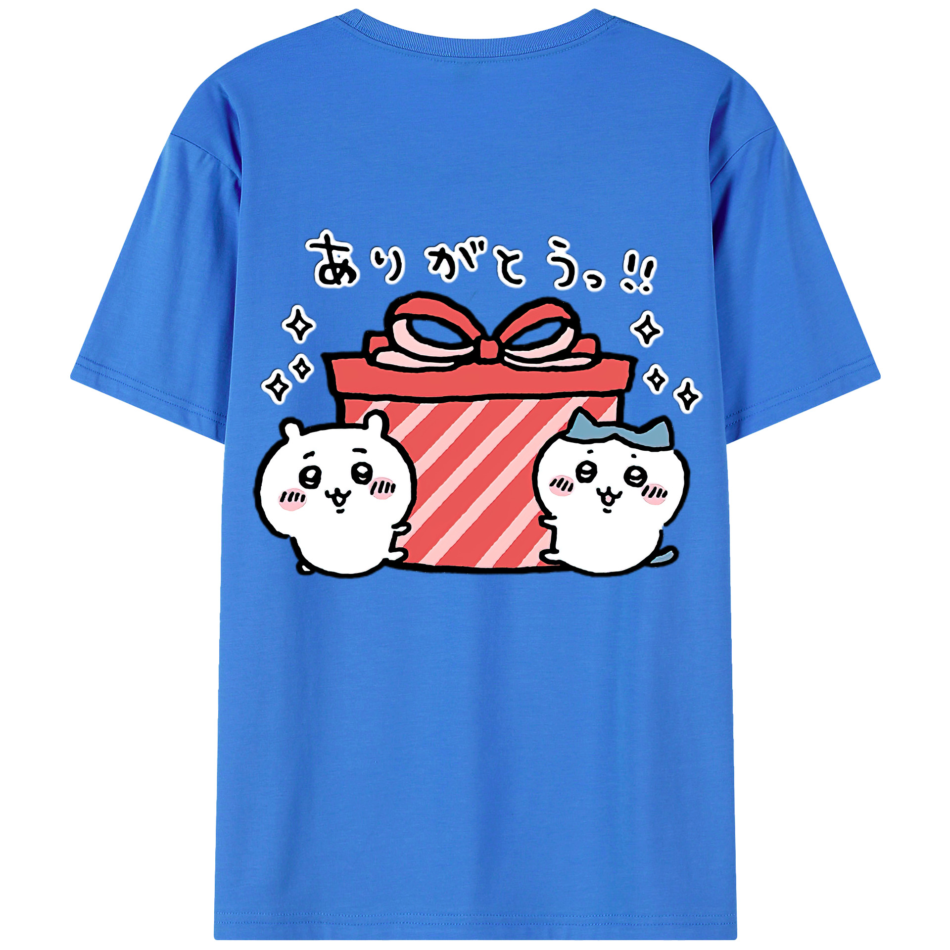 （画像用） ちいかわ ハチワレ Chii-kawa hachiware 綿100％ メンズ半袖Tシャツ（バックプリント） 通気性