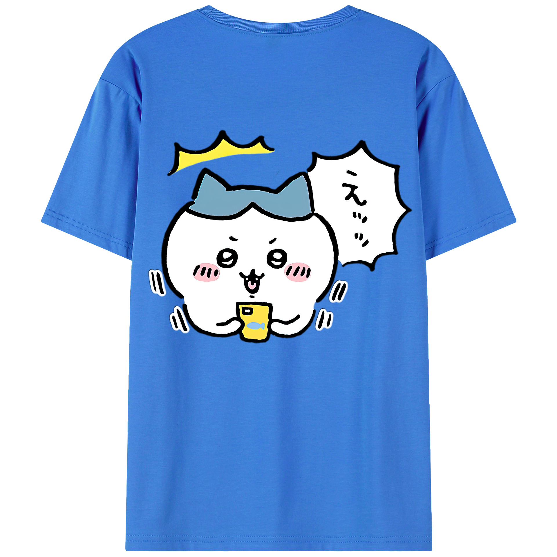 （画像用） ちいかわ ハチワレ Chii-kawa hachiware 綿100％ メンズ半袖Tシャツ（バックプリント） 通気性