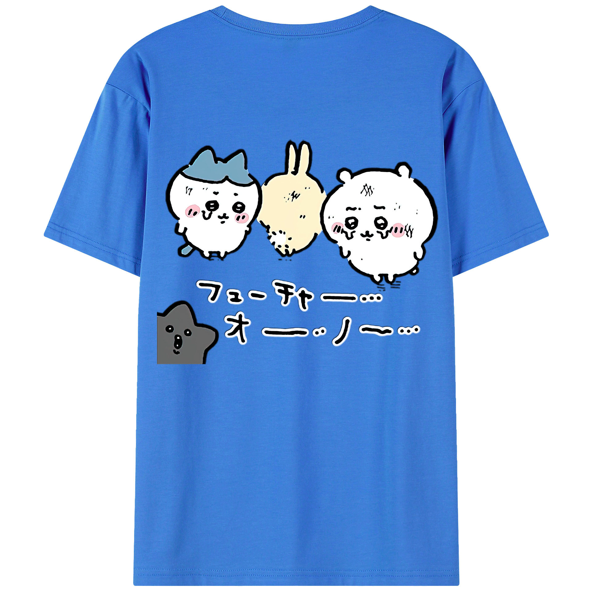 （画像用） ちいかわ ハチワレ Chii-kawa hachiware 綿100％ メンズ半袖Tシャツ（バックプリント） 通気性
