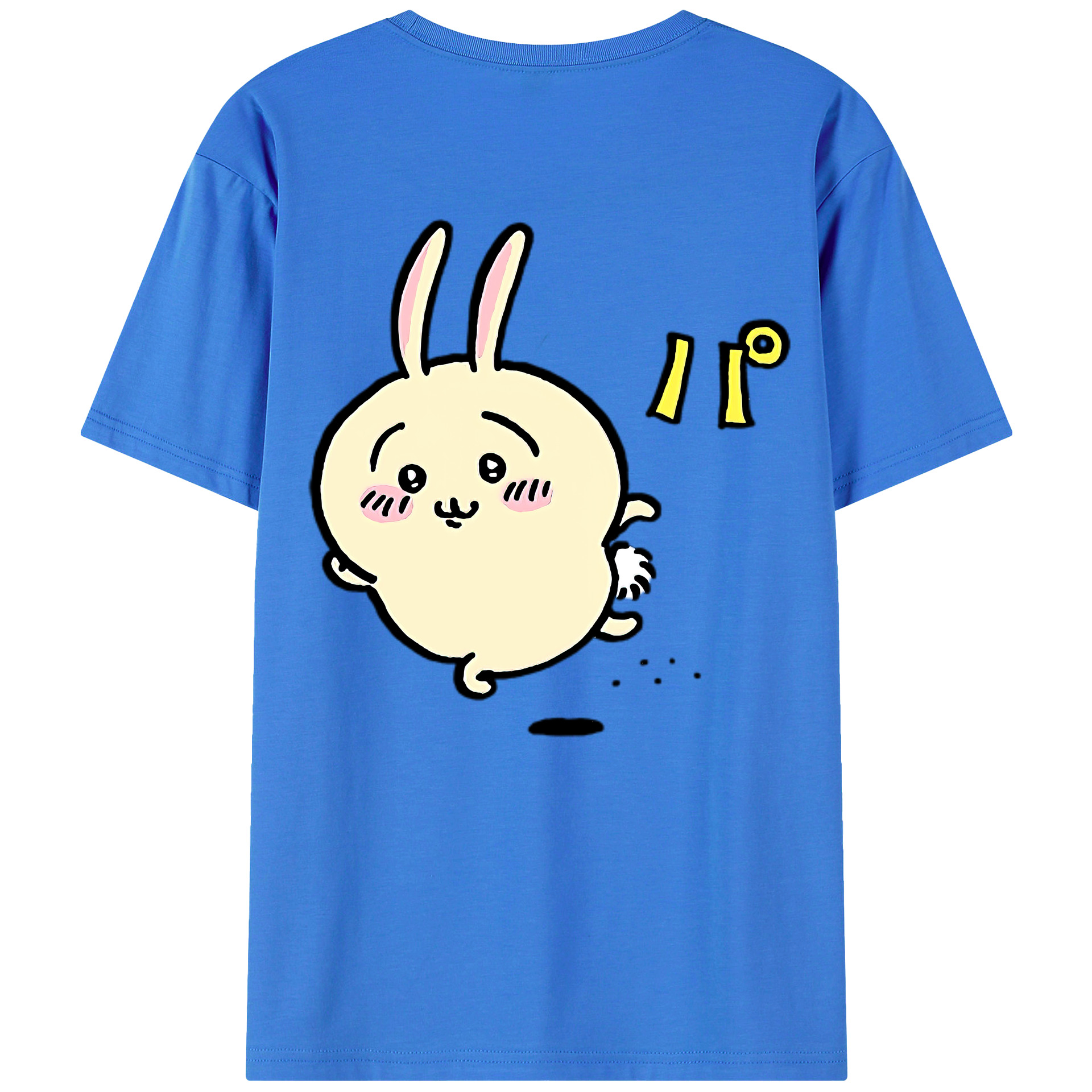 （画像用） ちいかわ うさぎ Chii-kawa usagi 綿100％ メンズ半袖Tシャツ（バックプリント） 通気性