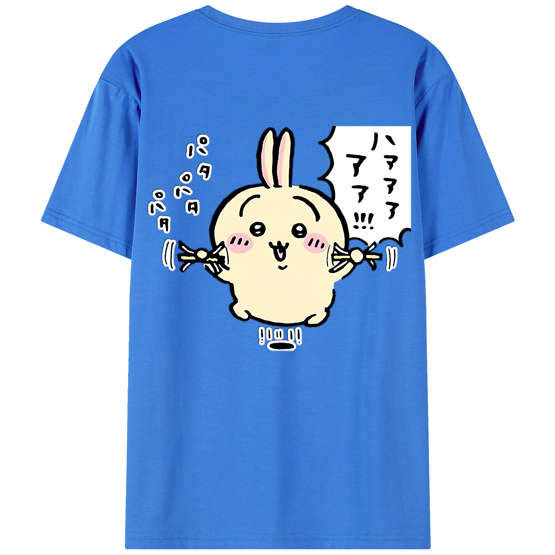 （画像用） ちいかわ うさぎ Chii-kawa usagi 綿100％ メンズ半袖Tシャツ（バックプリント） 通気性
