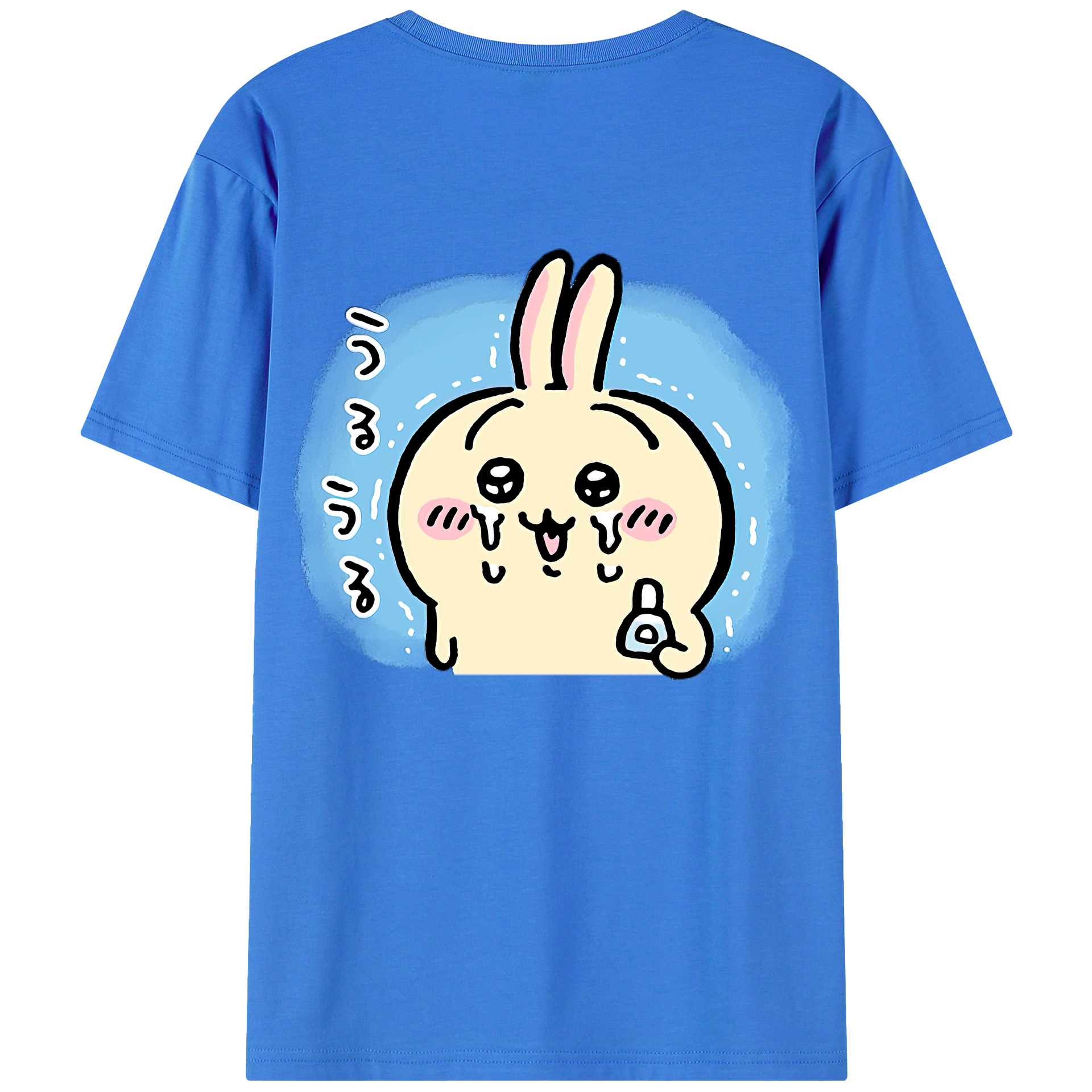（画像用） ちいかわ うさぎ Chii-kawa usagi 綿100％ メンズ半袖Tシャツ（バックプリント） 通気性
