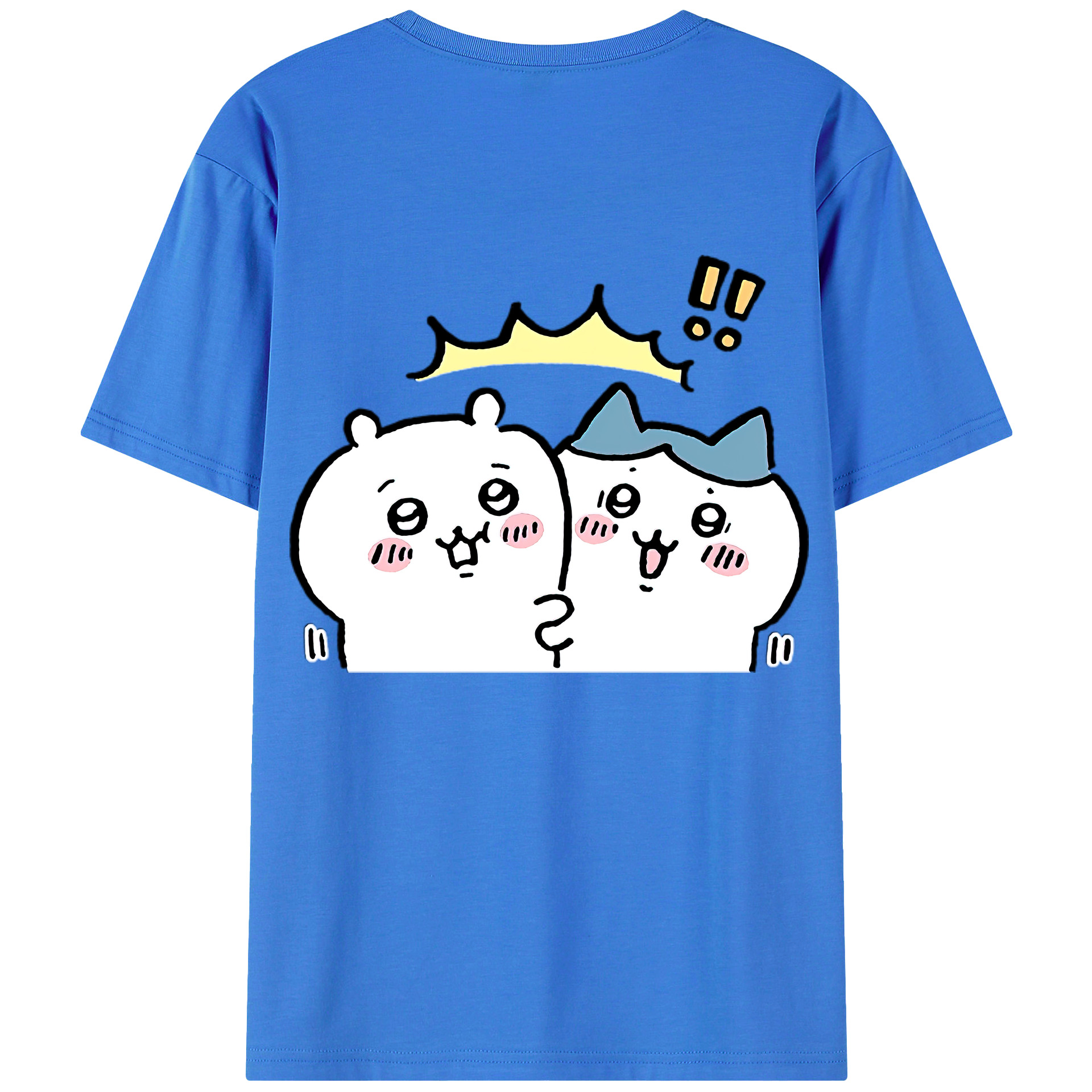 （画像用） ちいかわ ハチワレ Chii-kawa hachiware 綿100％ メンズ半袖Tシャツ（バックプリント） 通気性
