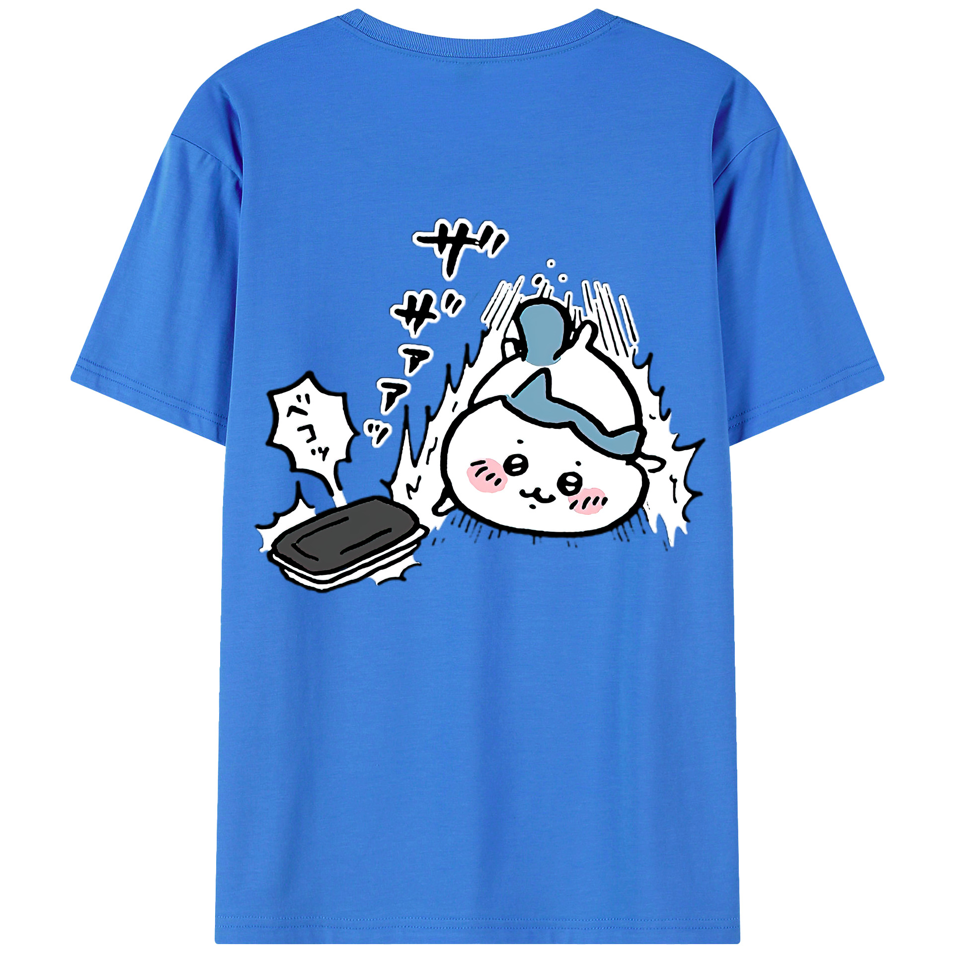 （画像用） ちいかわ ハチワレ Chii-kawa hachiware 綿100％ メンズ半袖Tシャツ（バックプリント） 通気性