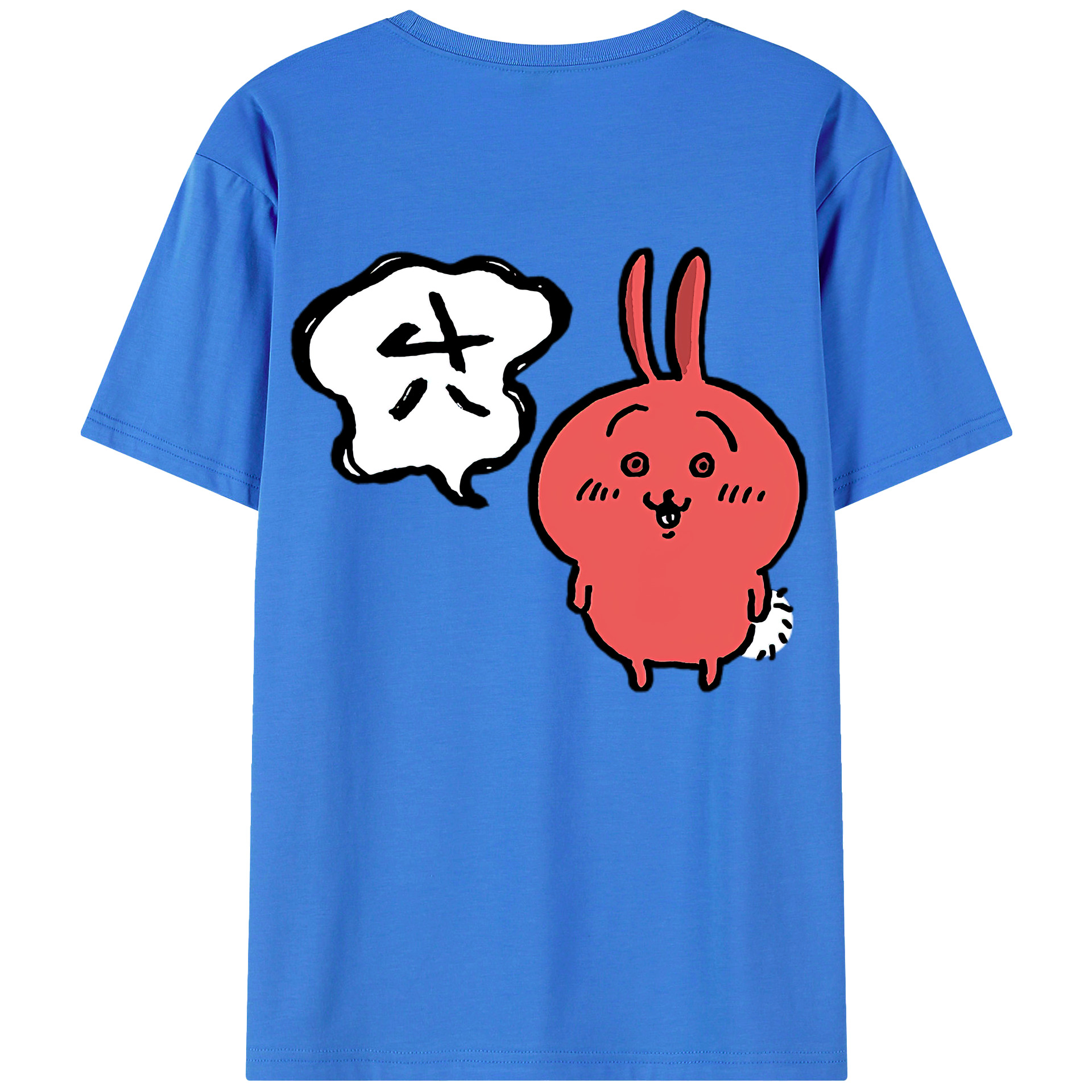 （画像用） ちいかわ ハチワレ Chii-kawa hachiware 綿100％ メンズ半袖Tシャツ（バックプリント） 通気性
