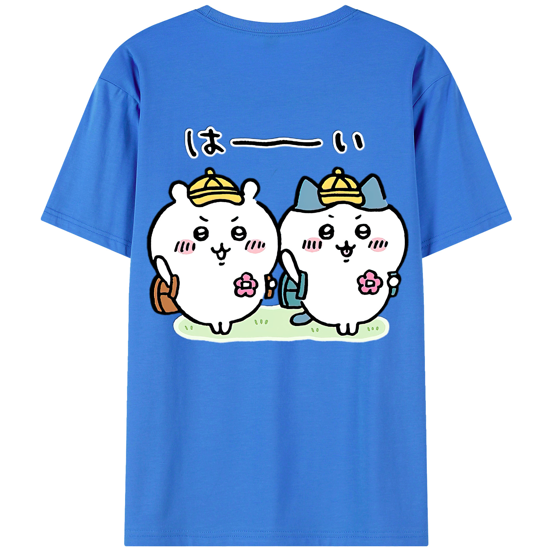 （画像用） ちいかわ ハチワレ Chii-kawa hachiware 綿100％ メンズ半袖Tシャツ（バックプリント） 通気性