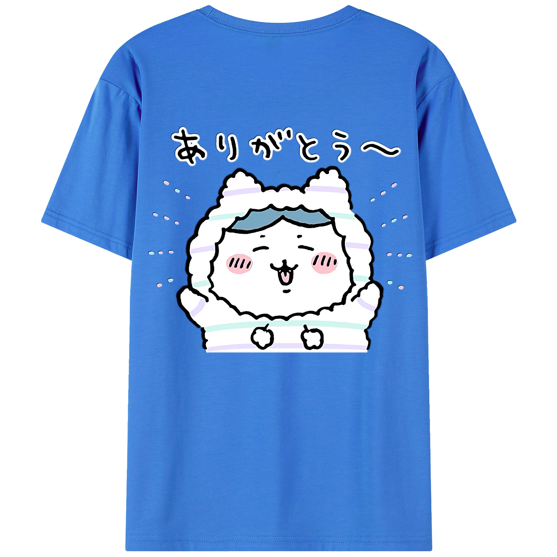 （画像用） ちいかわ ハチワレ Chii-kawa hachiware 綿100％ メンズ半袖Tシャツ（バックプリント） 通気性