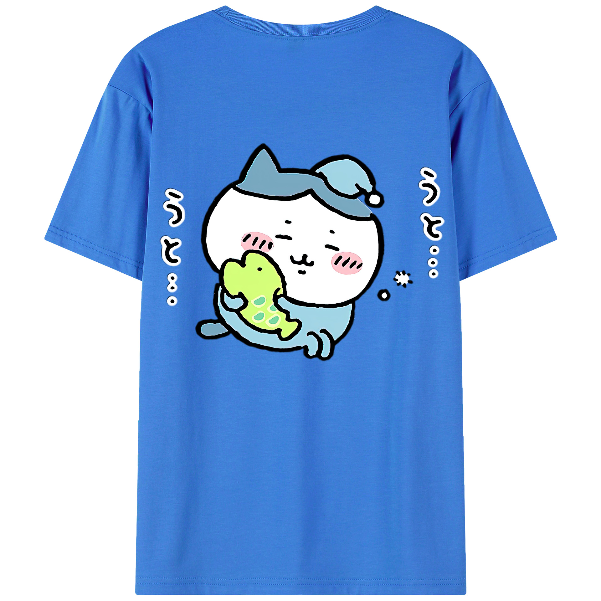 （画像用） ちいかわ ハチワレ Chii-kawa hachiware 綿100％ メンズ半袖Tシャツ（バックプリント） 通気性