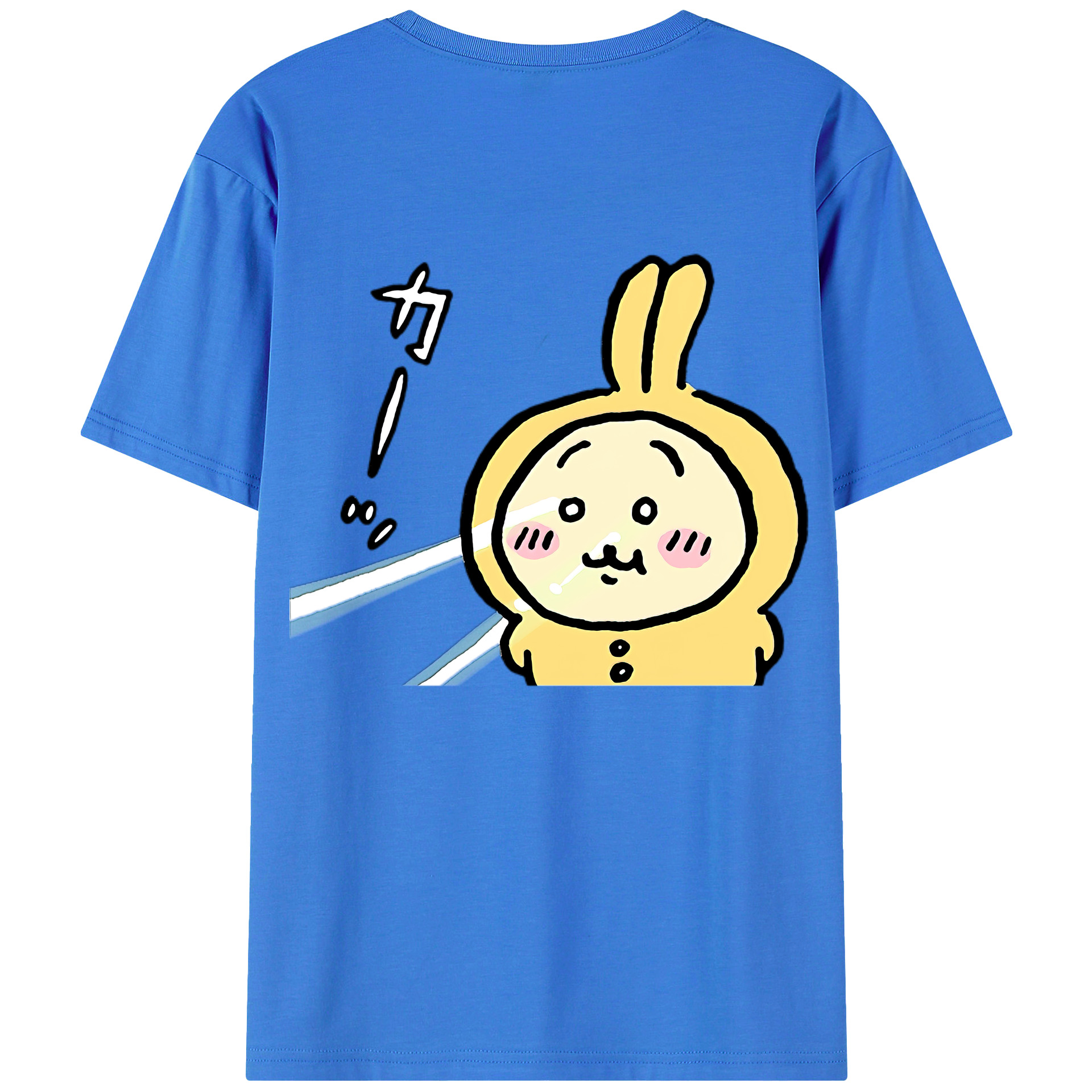（画像用） ちいかわ うさぎ Chii-kawa usagi 綿100％ メンズ半袖Tシャツ（バックプリント） 通気性
