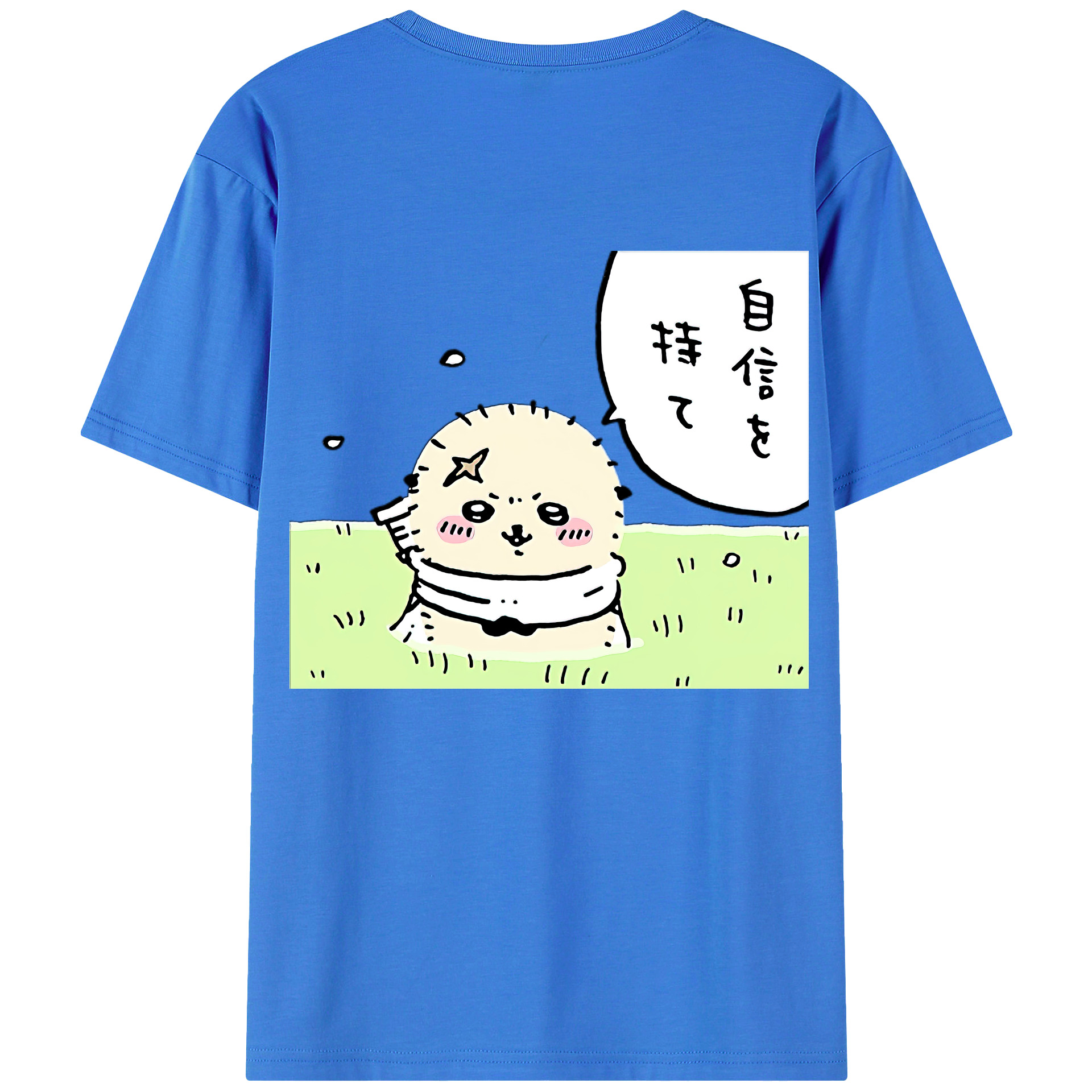 （画像用） ちいかわ ラッコ Chii-kawa Sea otter 綿100％ メンズ半袖Tシャツ（バックプリント） 通気性