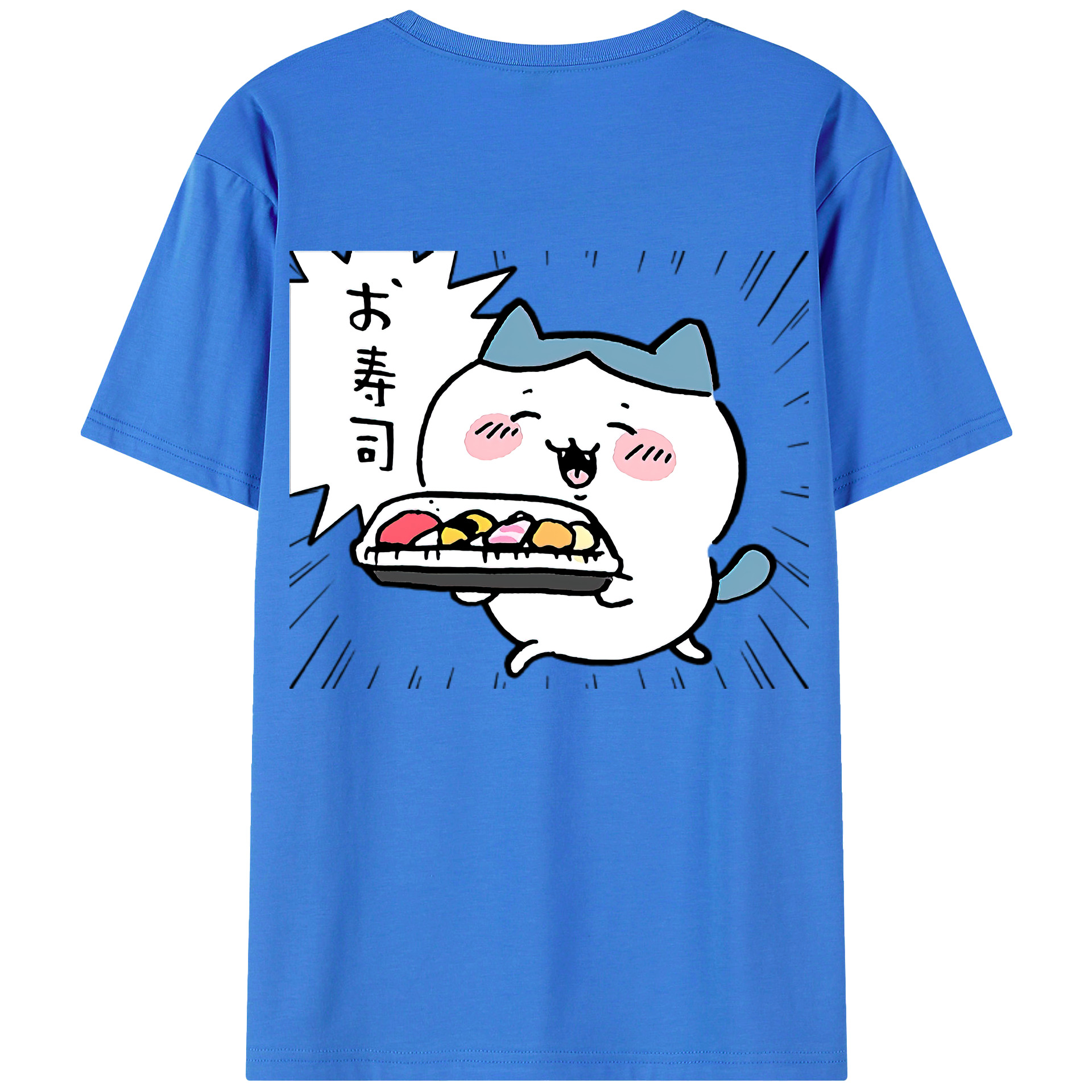 （画像用） ちいかわ ハチワレ Chii-kawa hachiware 綿100％ メンズ半袖Tシャツ（バックプリント） 通気性