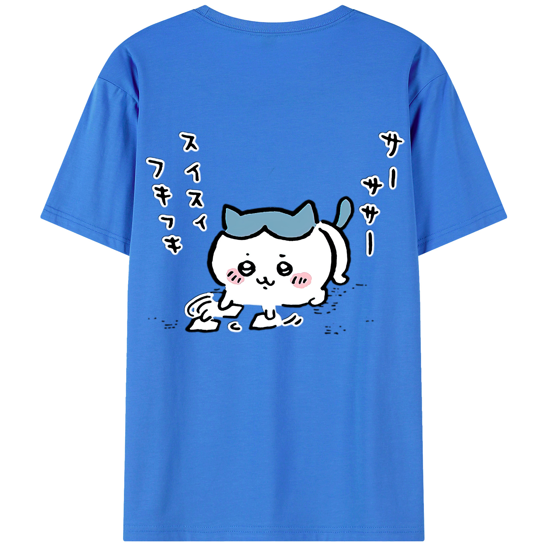 （画像用） ちいかわ ハチワレ Chii-kawa hachiware 綿100％ メンズ半袖Tシャツ（バックプリント） 通気性
