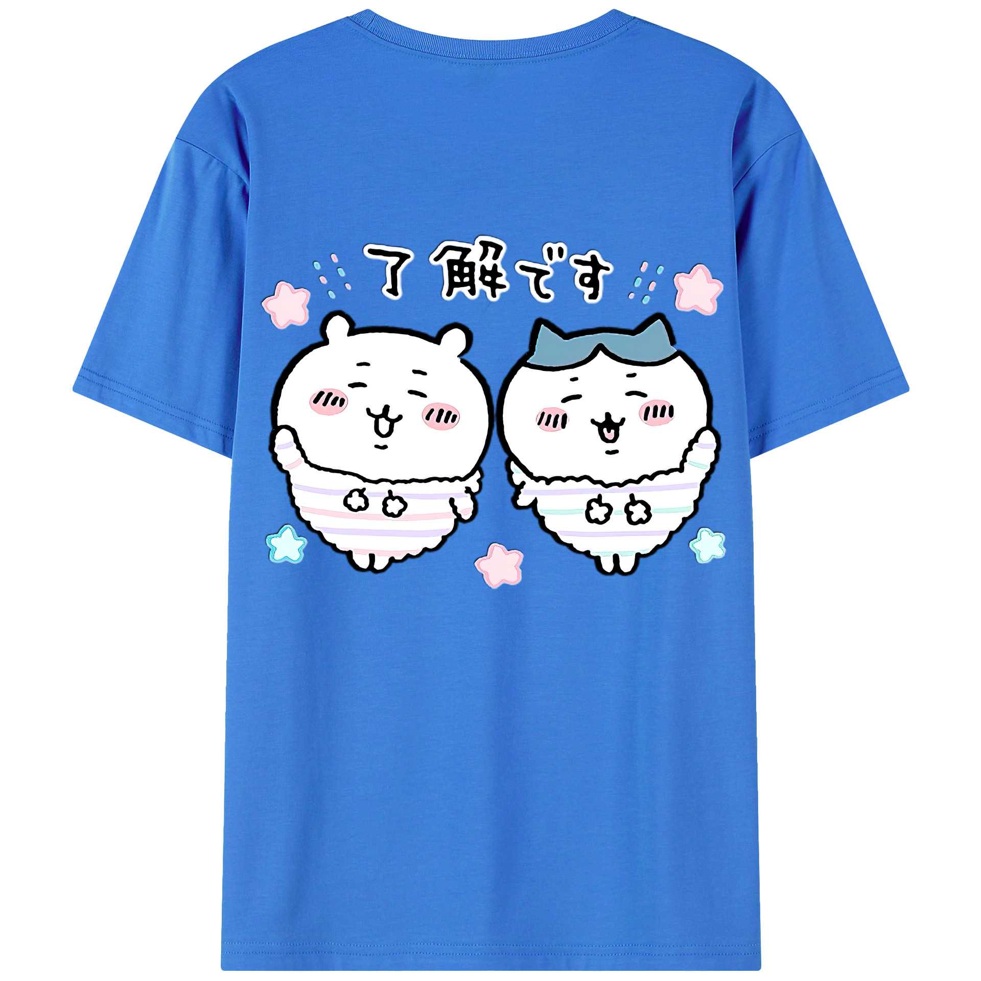（画像用） ちいかわ ハチワレ Chii-kawa hachiware 綿100％ メンズ半袖Tシャツ（バックプリント） 通気性