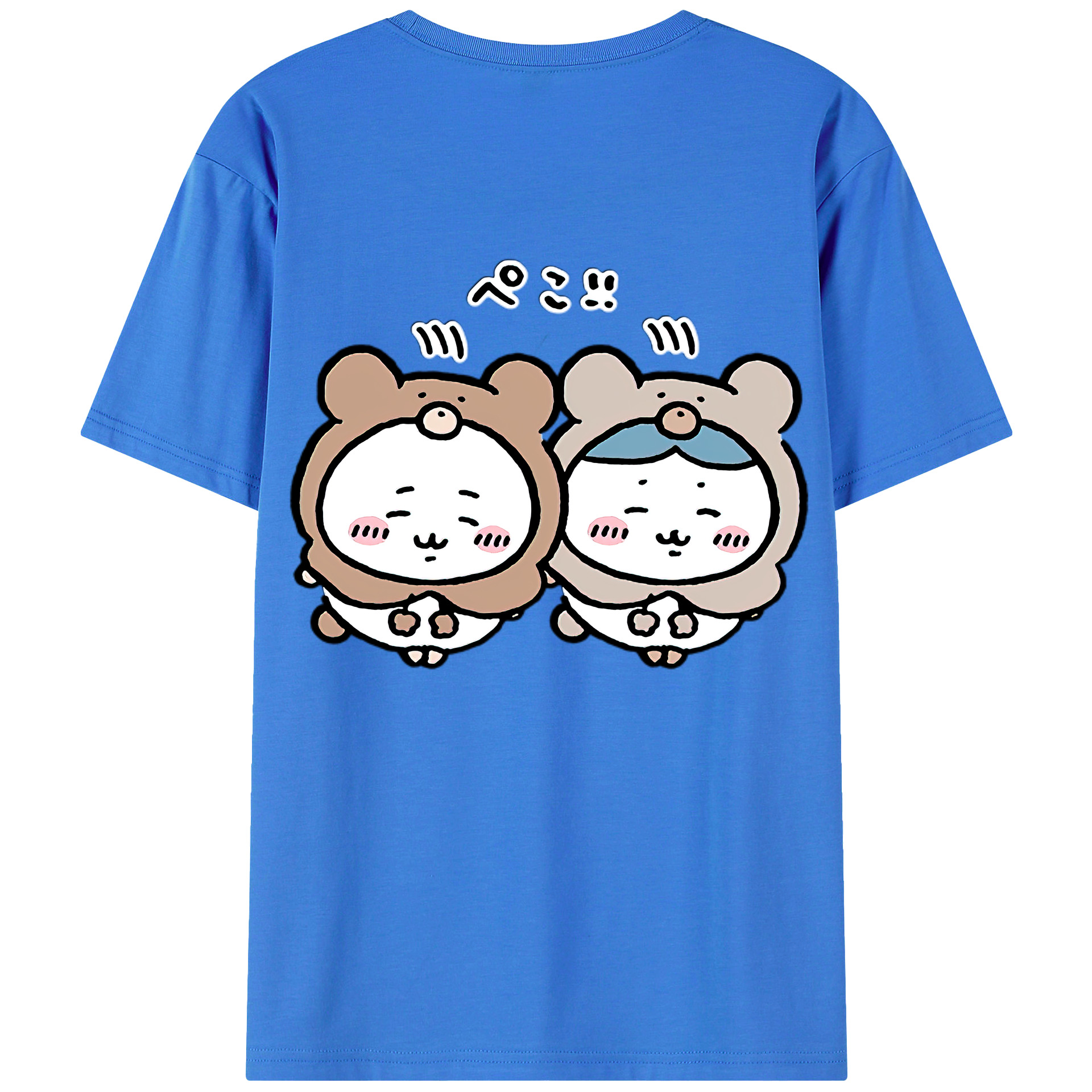 （画像用） ちいかわ ハチワレ Chii-kawa hachiware 綿100％ メンズ半袖Tシャツ（バックプリント） 通気性