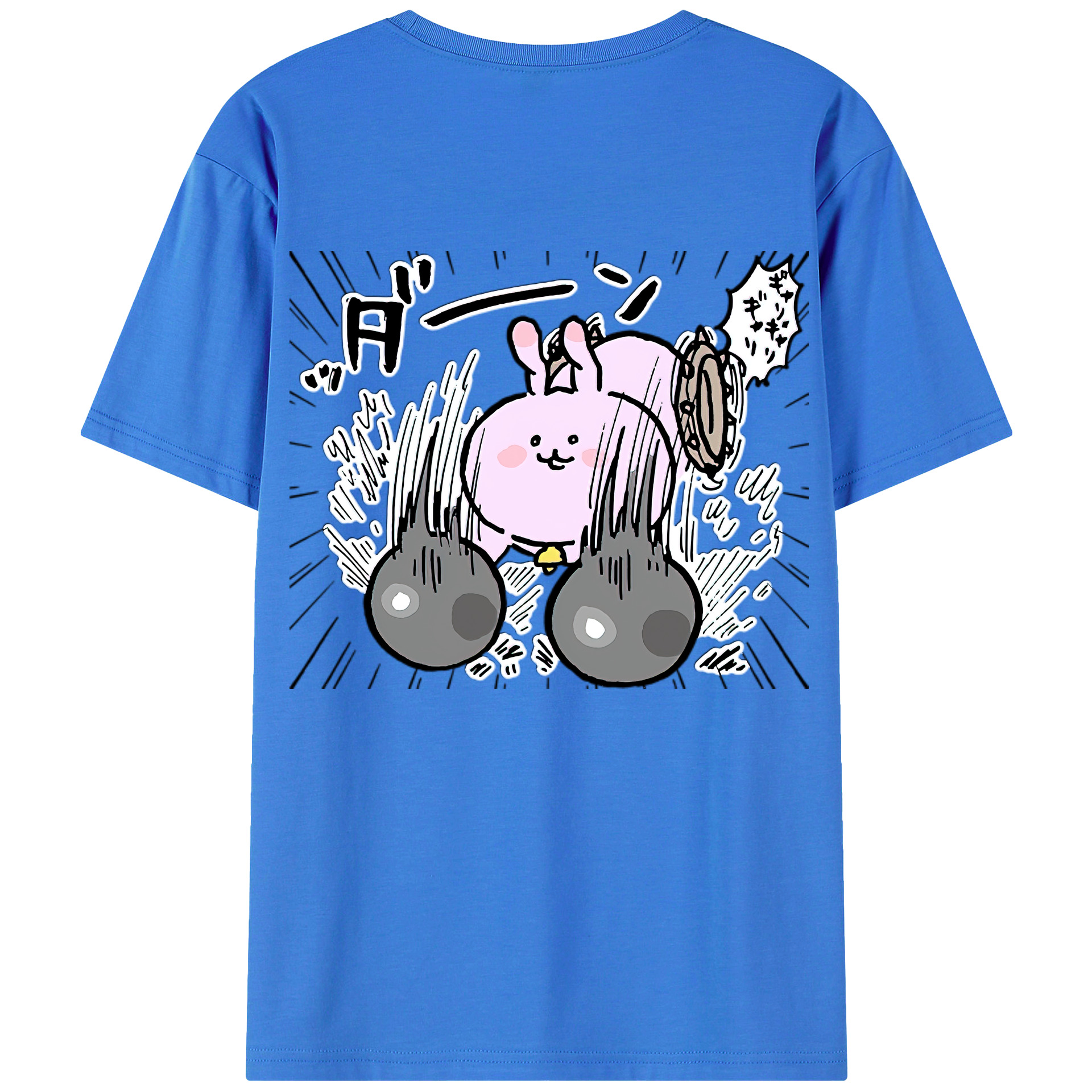 （画像用） ちいかわ うさぎ Chii-kawa usagi 綿100％ メンズ半袖Tシャツ（バックプリント） 通気性