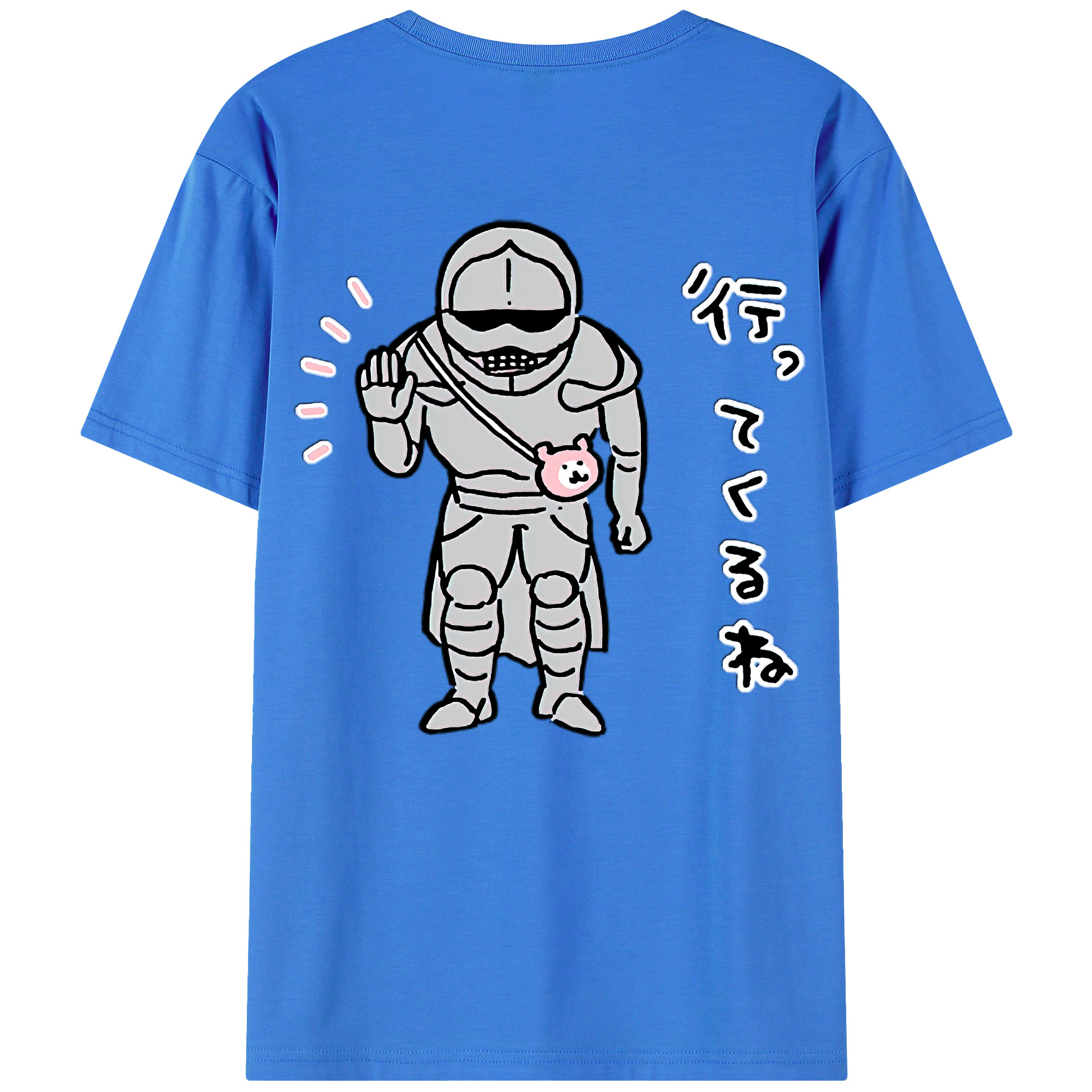 （画像用） ちいかわ 労働の鎧さん Chii-kawa Mr. Armor of Labor 綿100％ メンズ半袖Tシャツ（バックプリント） 通気性