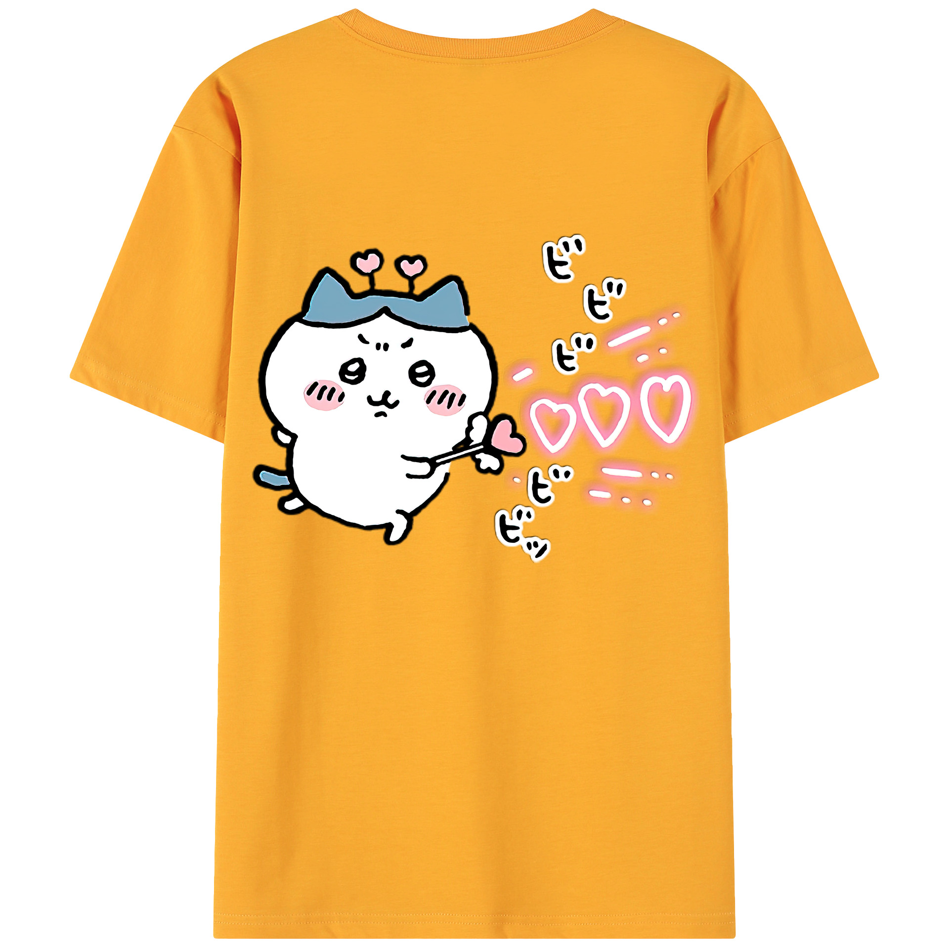 （画像用） ちいかわ ハチワレ Chii-kawa hachiware 綿100％ メンズ半袖Tシャツ（バックプリント） 通気性