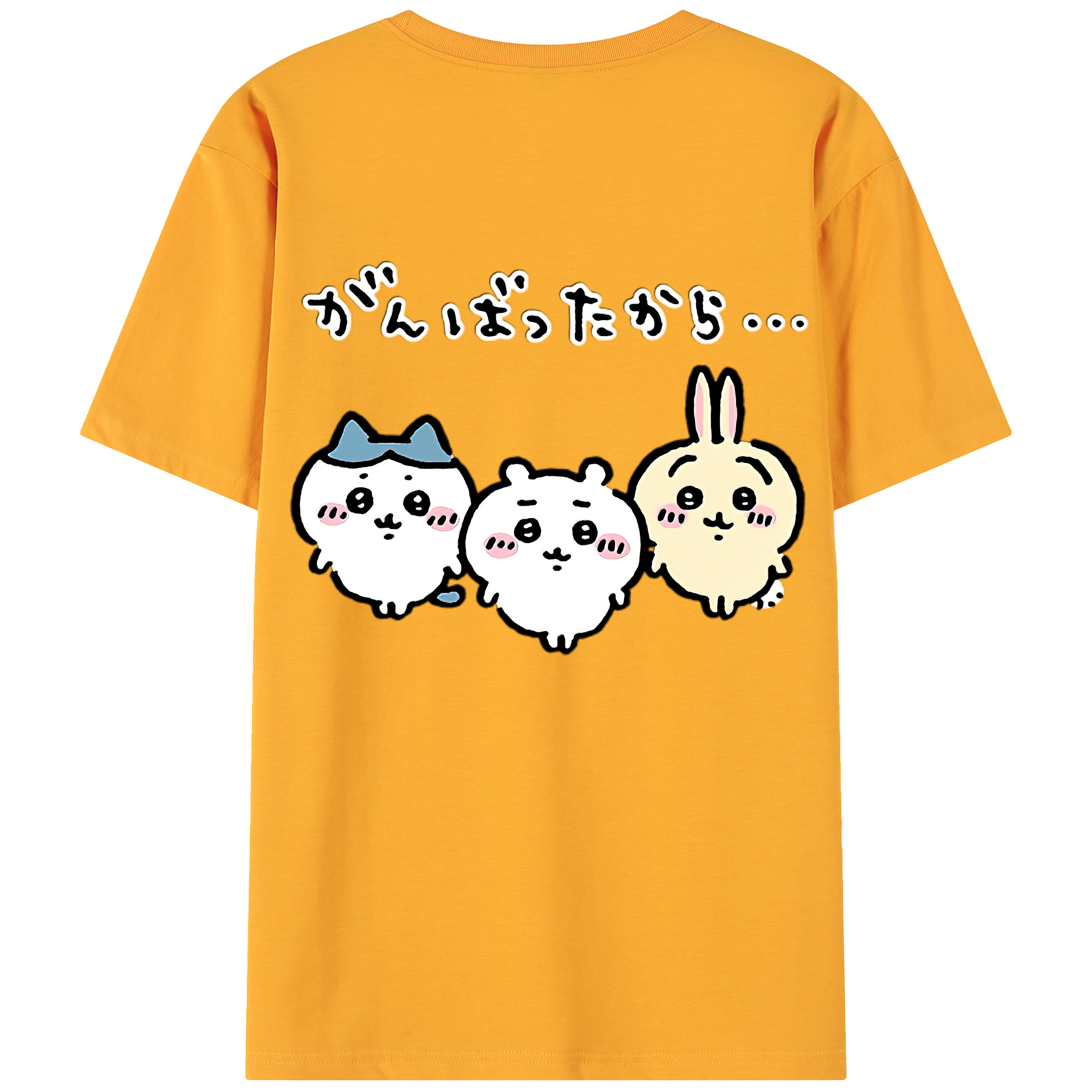 （画像用） ちいかわ ハチワレ Chii-kawa hachiware 綿100％ メンズ半袖Tシャツ（バックプリント） 通気性