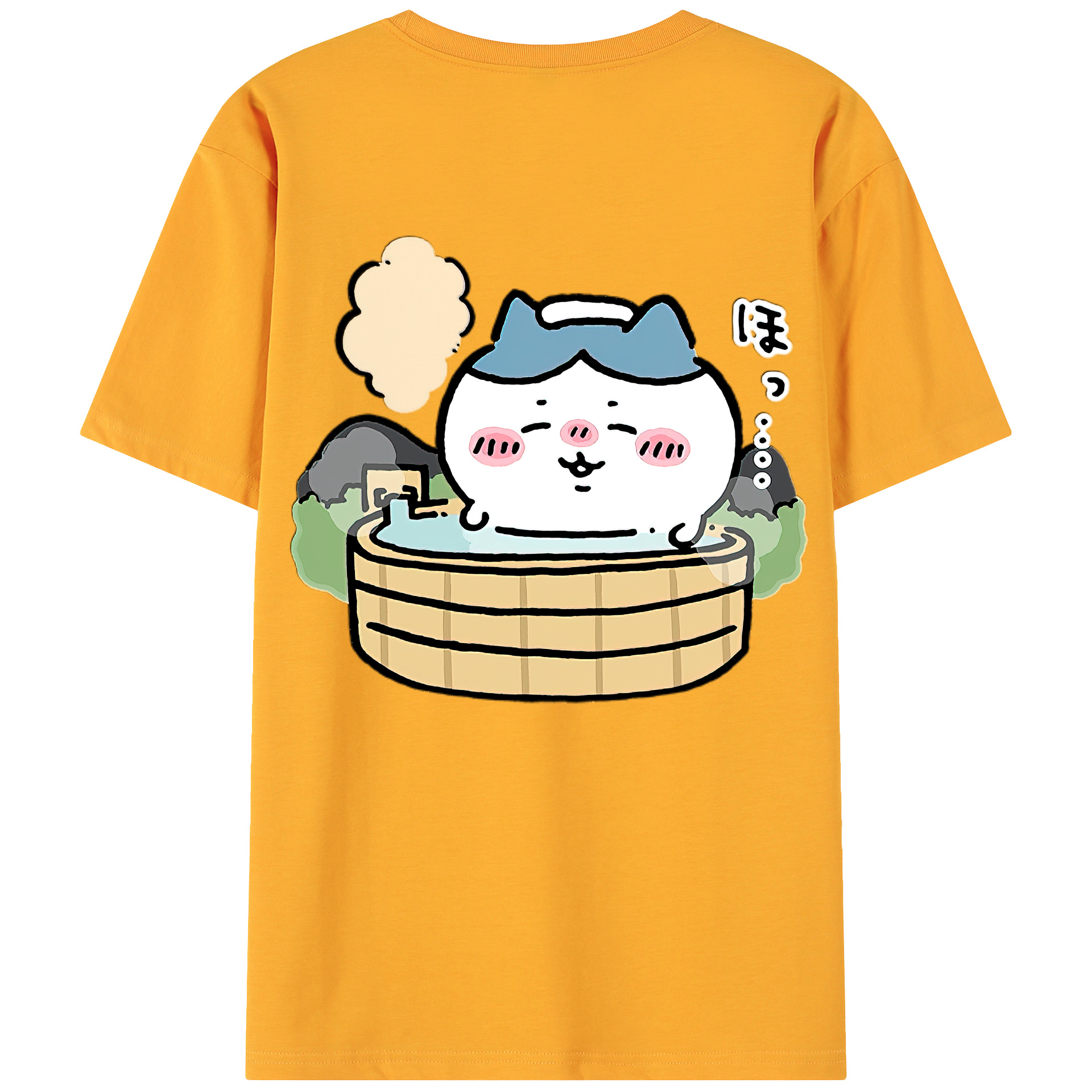 （画像用） ちいかわ ハチワレ Chii-kawa hachiware 綿100％ メンズ半袖Tシャツ（バックプリント） 通気性