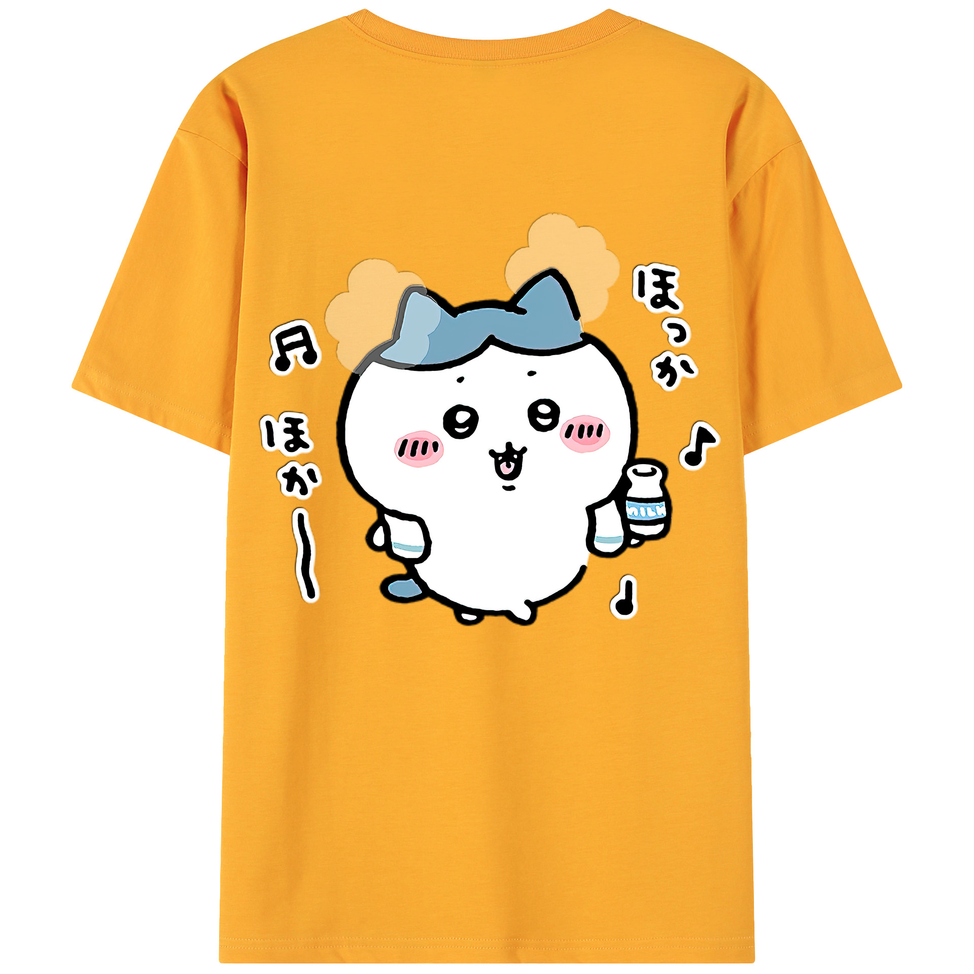 （画像用） ちいかわ ハチワレ Chii-kawa hachiware 綿100％ メンズ半袖Tシャツ（バックプリント） 通気性