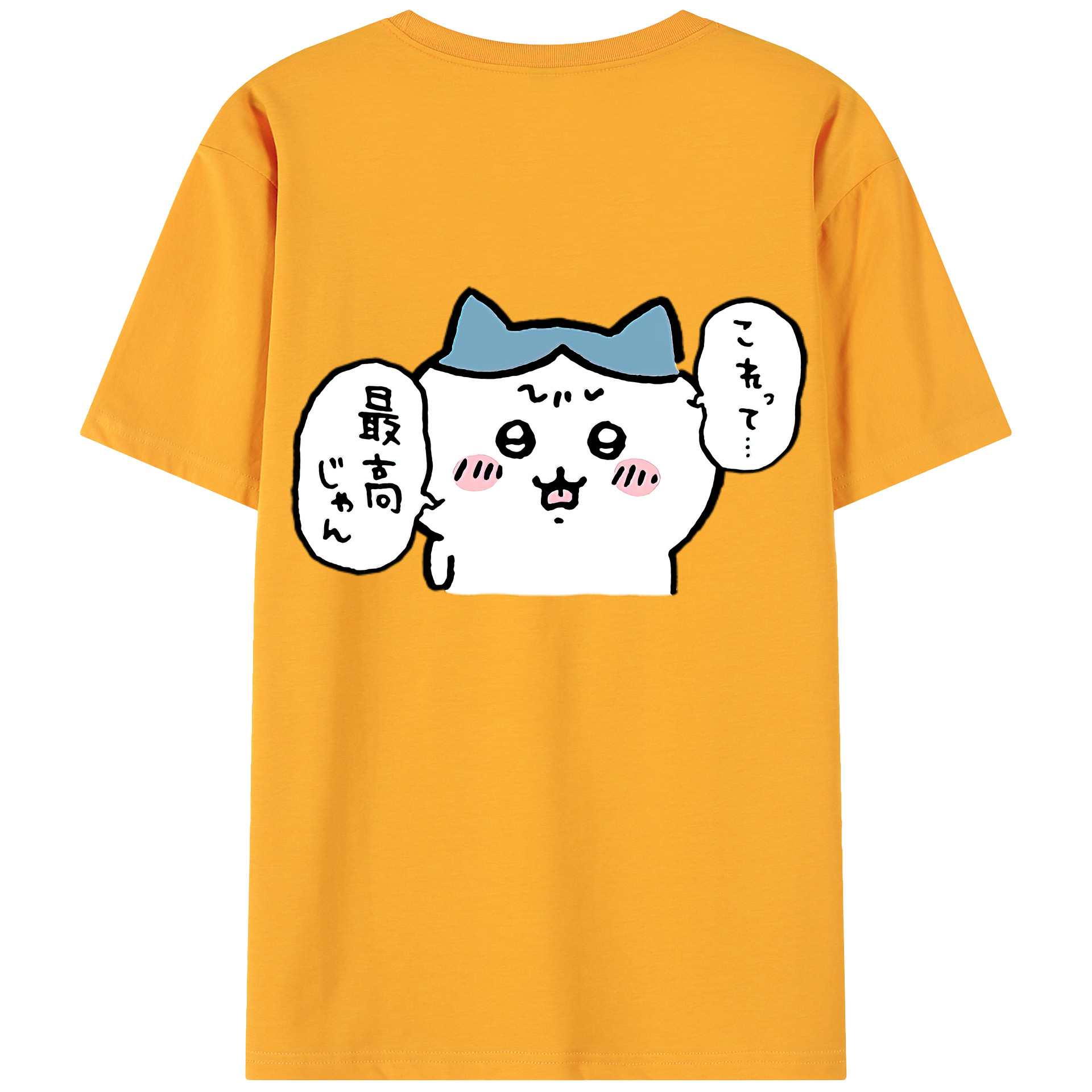 （画像用） ちいかわ ハチワレ Chii-kawa hachiware 綿100％ メンズ半袖Tシャツ（バックプリント） 通気性