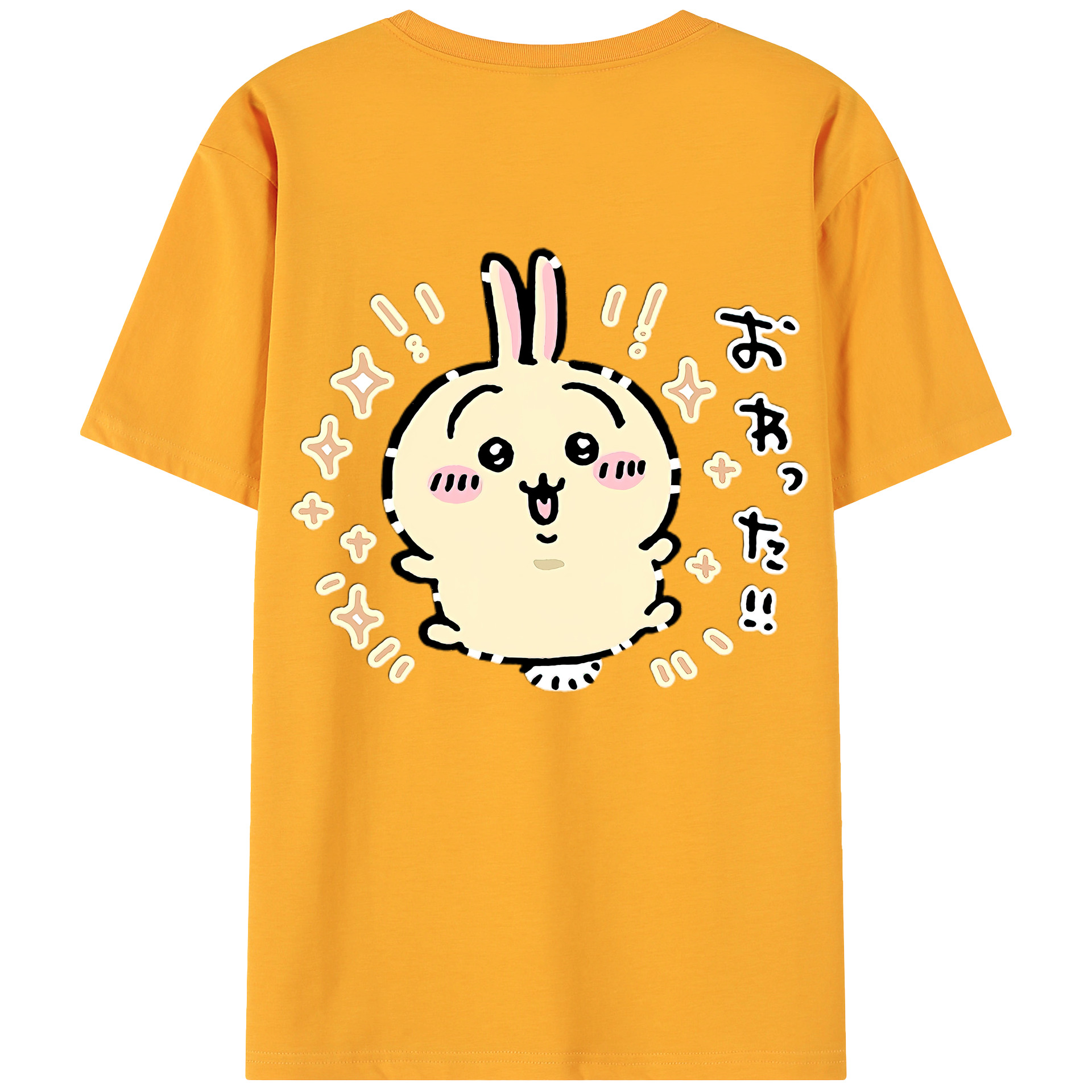 （画像用） ちいかわ うさぎ Chii-kawa usagi 綿100％ メンズ半袖Tシャツ（バックプリント） 通気性
