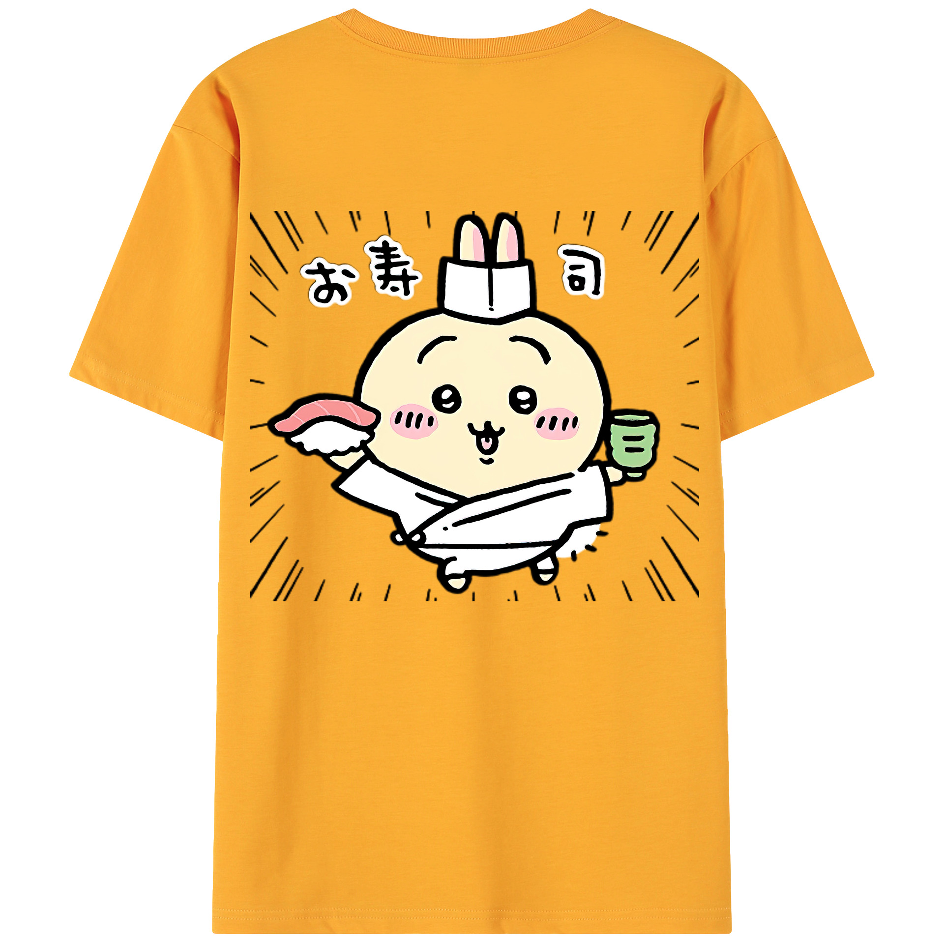 （画像用） ちいかわ うさぎ Chii-kawa usagi 綿100％ メンズ半袖Tシャツ（バックプリント） 通気性