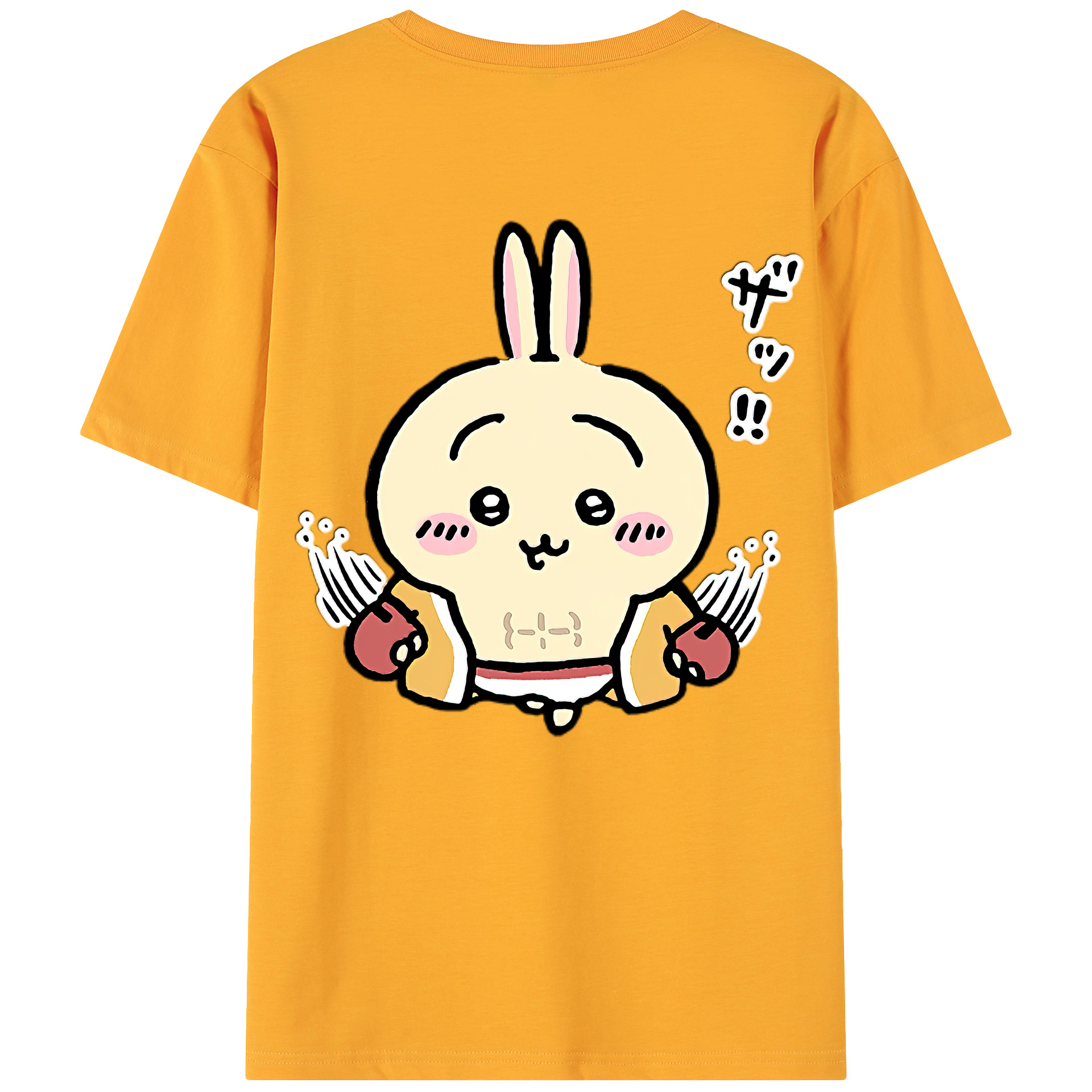 （画像用） ちいかわ うさぎ Chii-kawa usagi 綿100％ メンズ半袖Tシャツ（バックプリント） 通気性