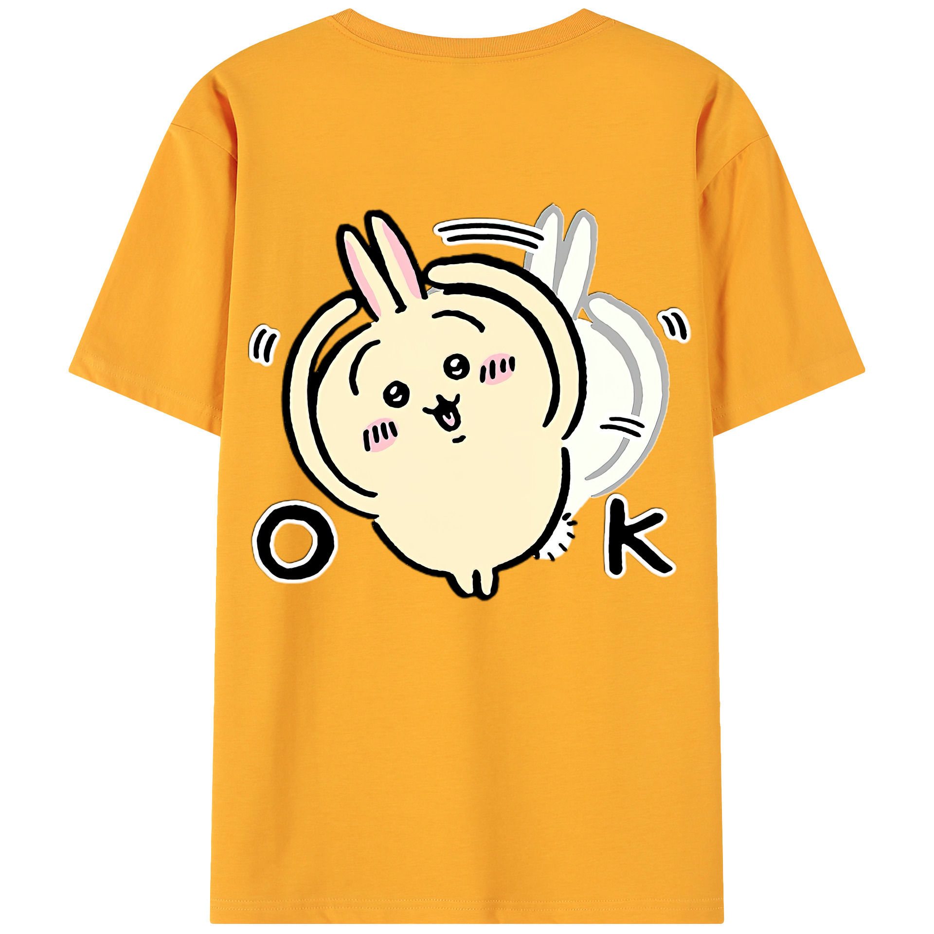（画像用） ちいかわ うさぎ Chii-kawa usagi 綿100％ メンズ半袖Tシャツ（バックプリント） 通気性