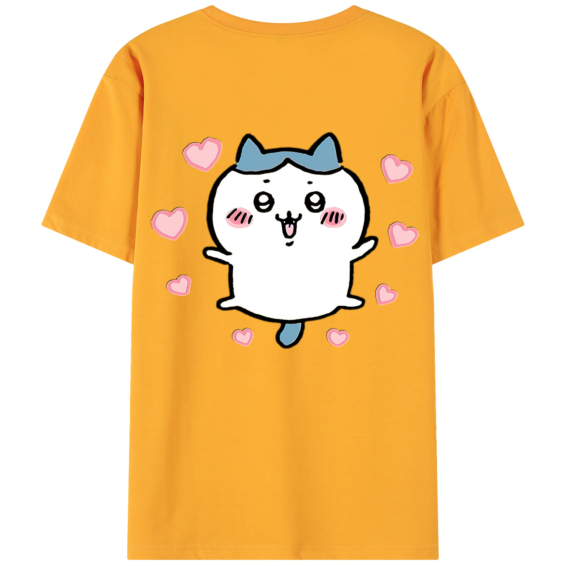 （画像用） ちいかわ ハチワレ Chii-kawa hachiware 綿100％ メンズ半袖Tシャツ（バックプリント） 通気性