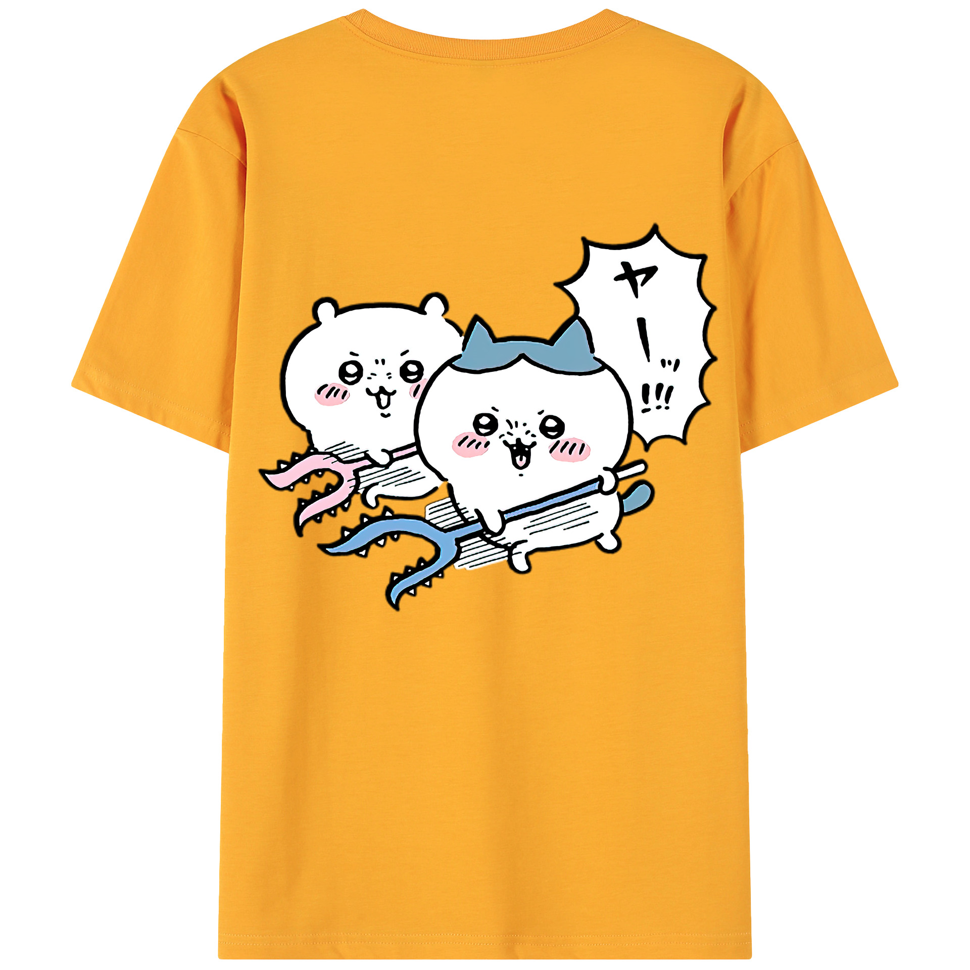 （画像用） ちいかわ ハチワレ Chii-kawa hachiware 綿100％ メンズ半袖Tシャツ（バックプリント） 通気性