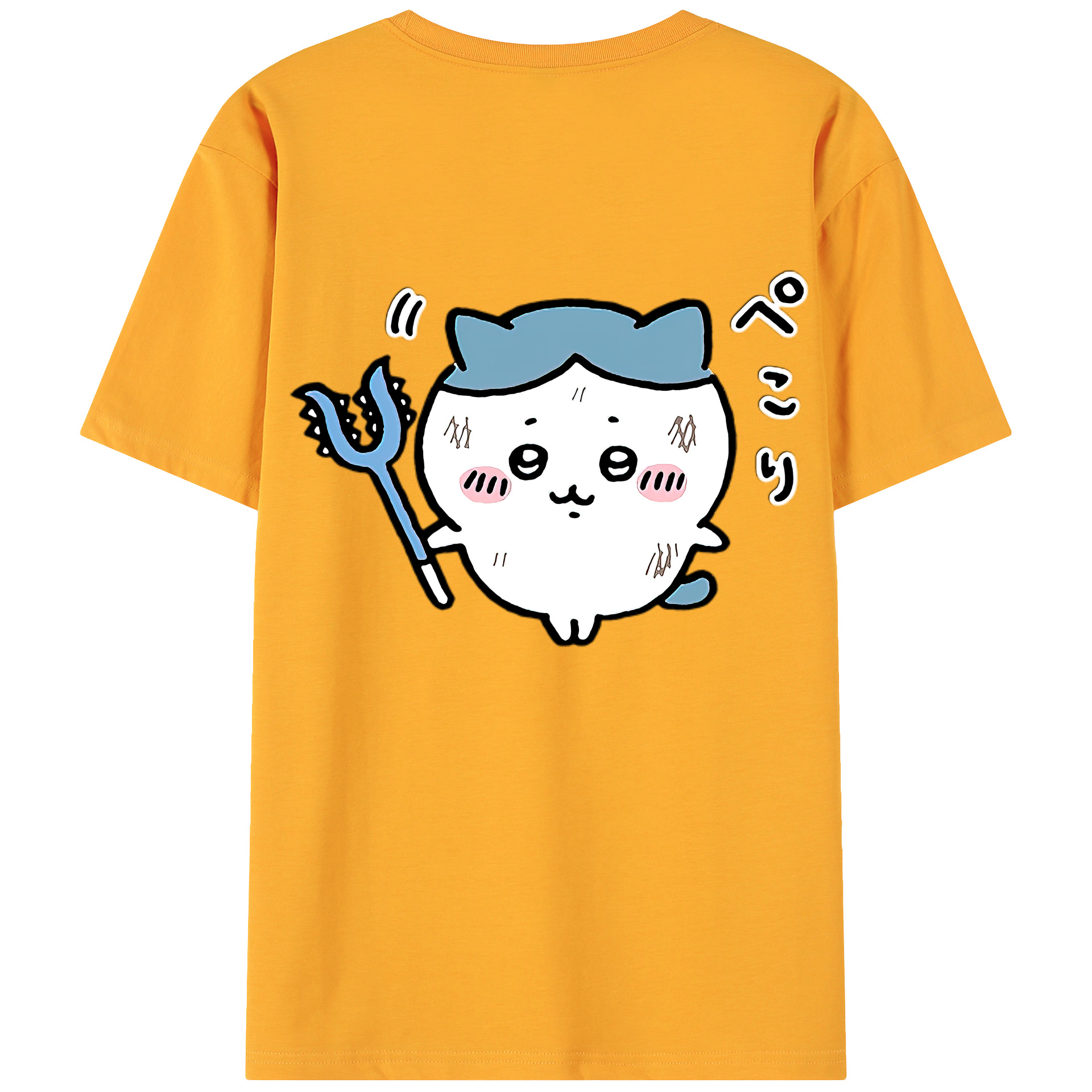 （画像用） ちいかわ ハチワレ Chii-kawa hachiware 綿100％ メンズ半袖Tシャツ（バックプリント） 通気性