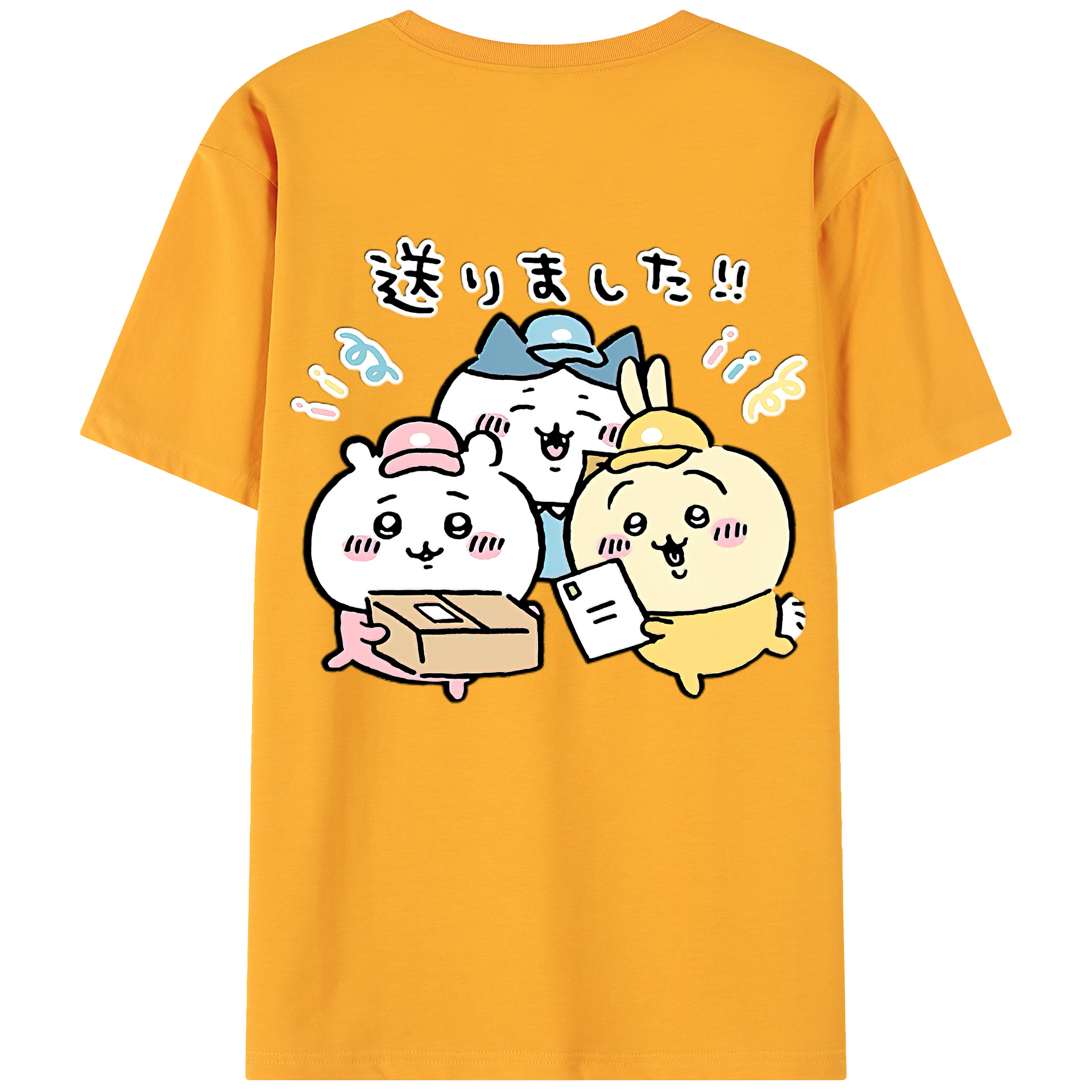 （画像用） ちいかわ ハチワレ Chii-kawa hachiware 綿100％ メンズ半袖Tシャツ（バックプリント） 通気性