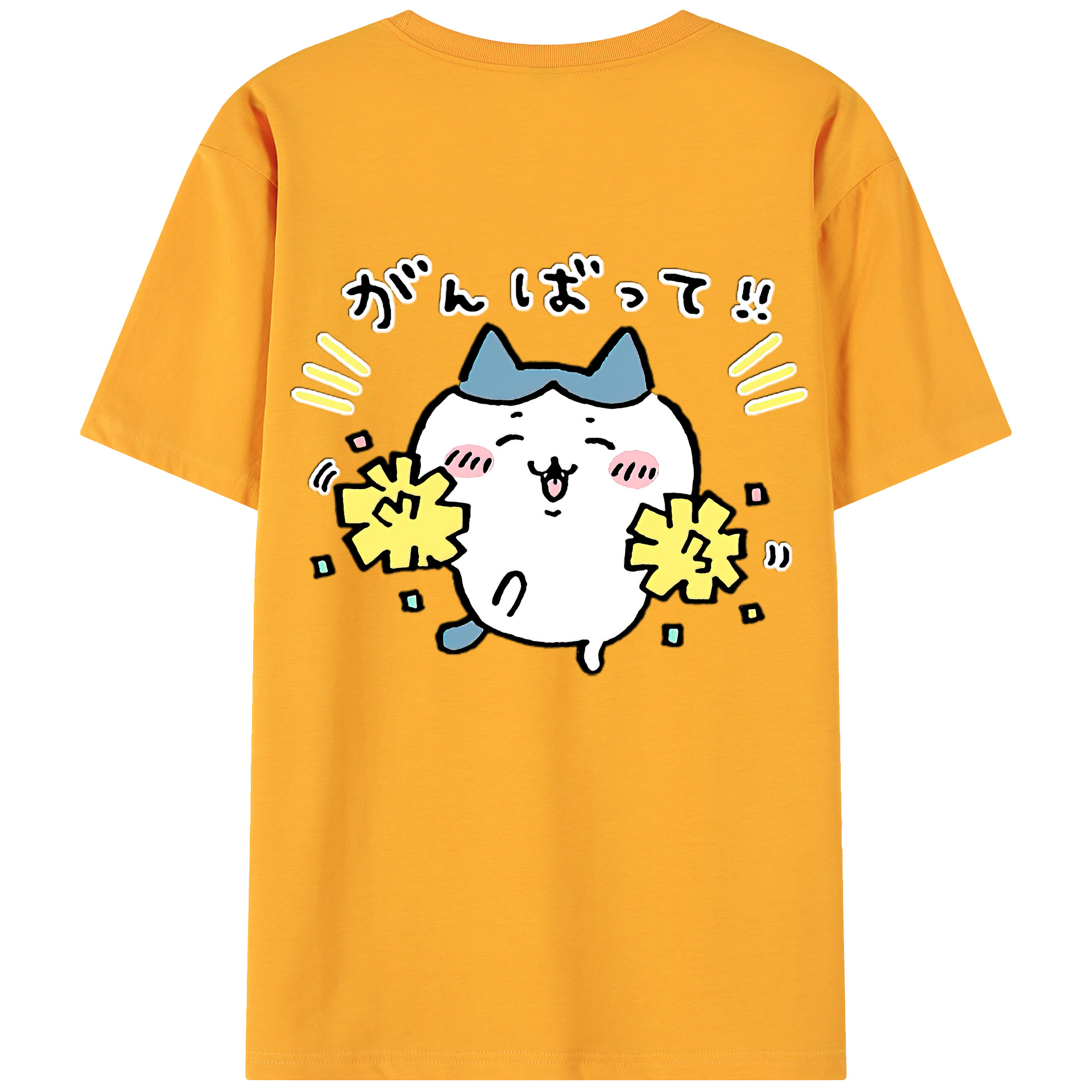 （画像用） ちいかわ ハチワレ Chii-kawa hachiware 綿100％ メンズ半袖Tシャツ（バックプリント） 通気性
