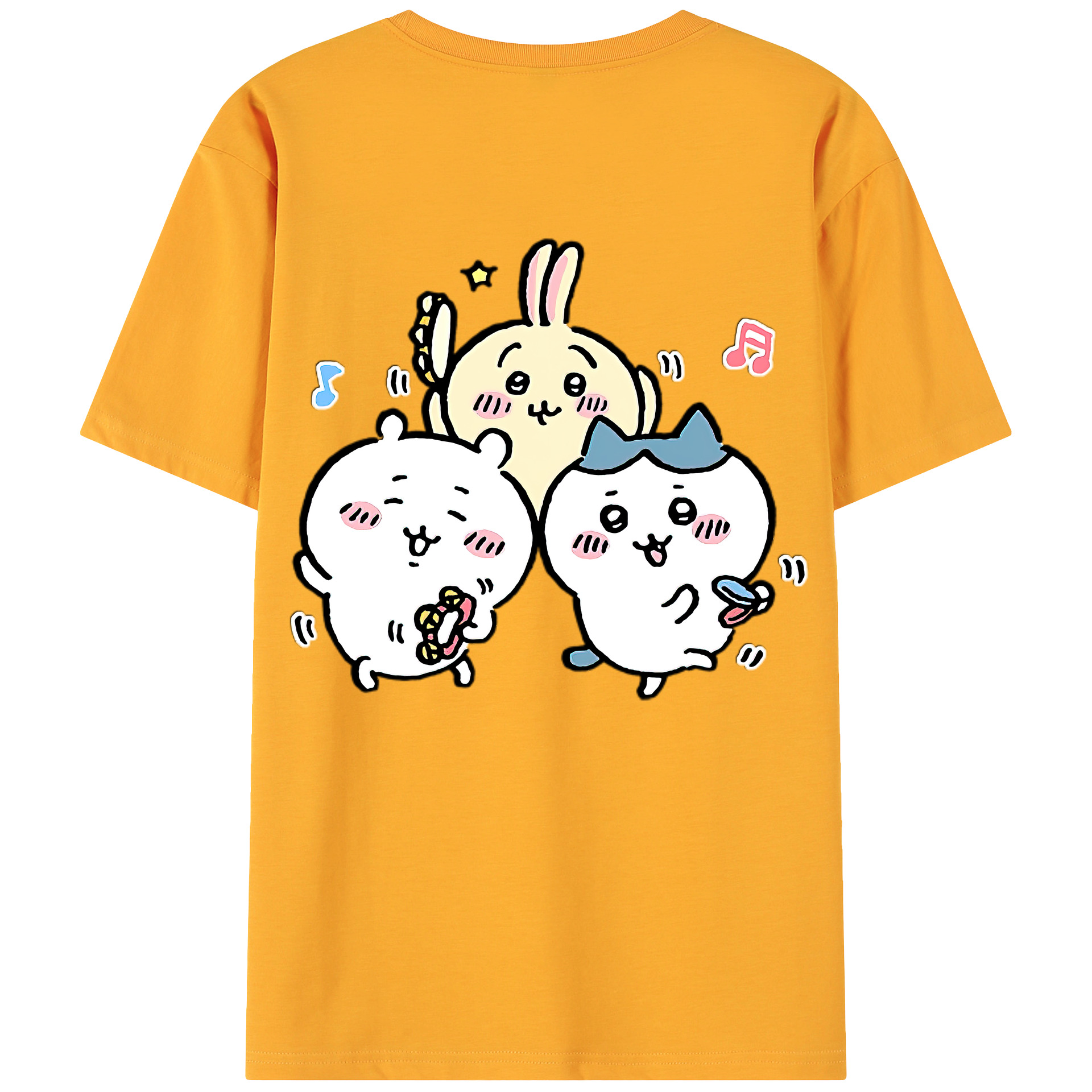 （画像用） ちいかわ ハチワレ Chii-kawa hachiware 綿100％ メンズ半袖Tシャツ（バックプリント） 通気性
