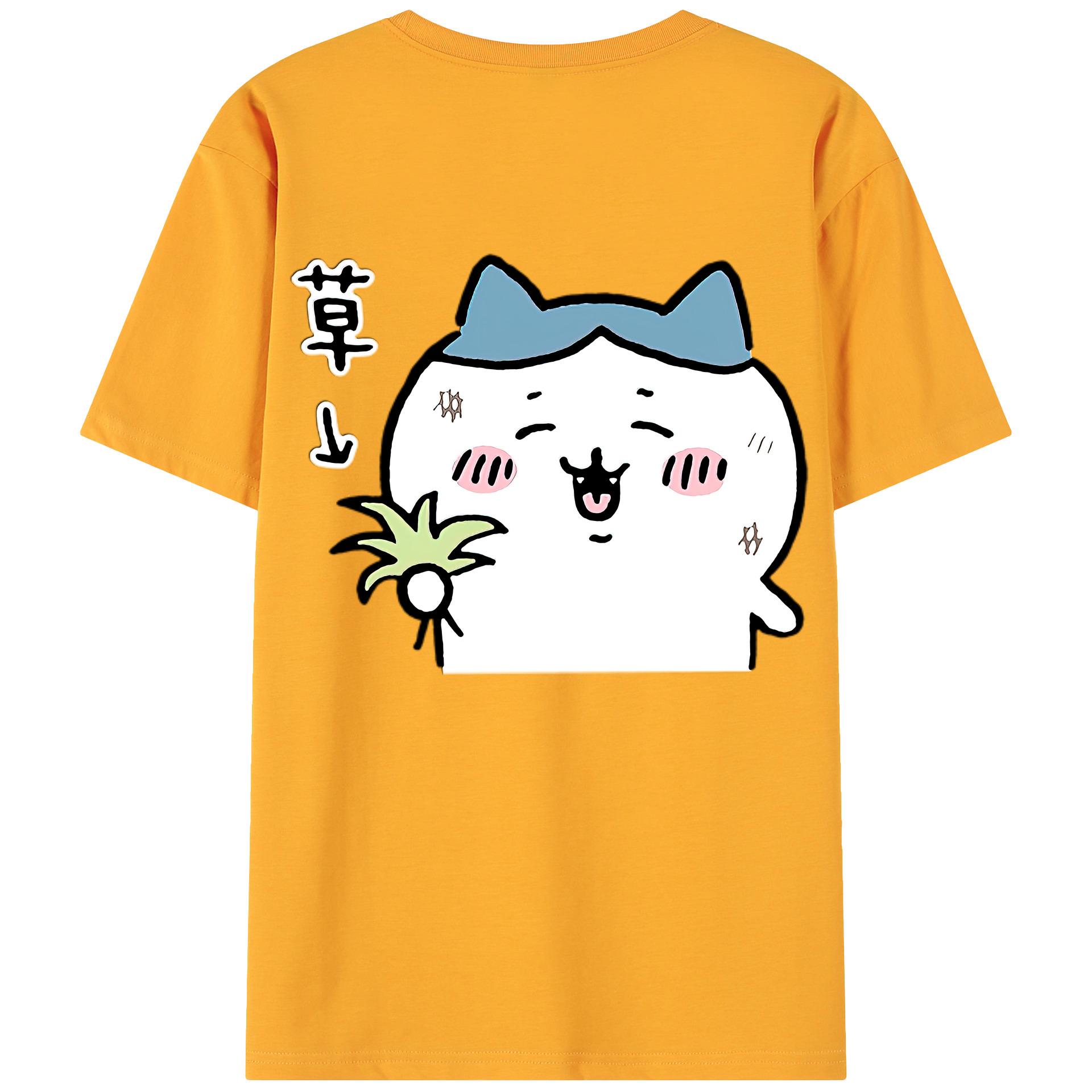 （画像用） ちいかわ ハチワレ Chii-kawa hachiware 綿100％ メンズ半袖Tシャツ（バックプリント） 通気性