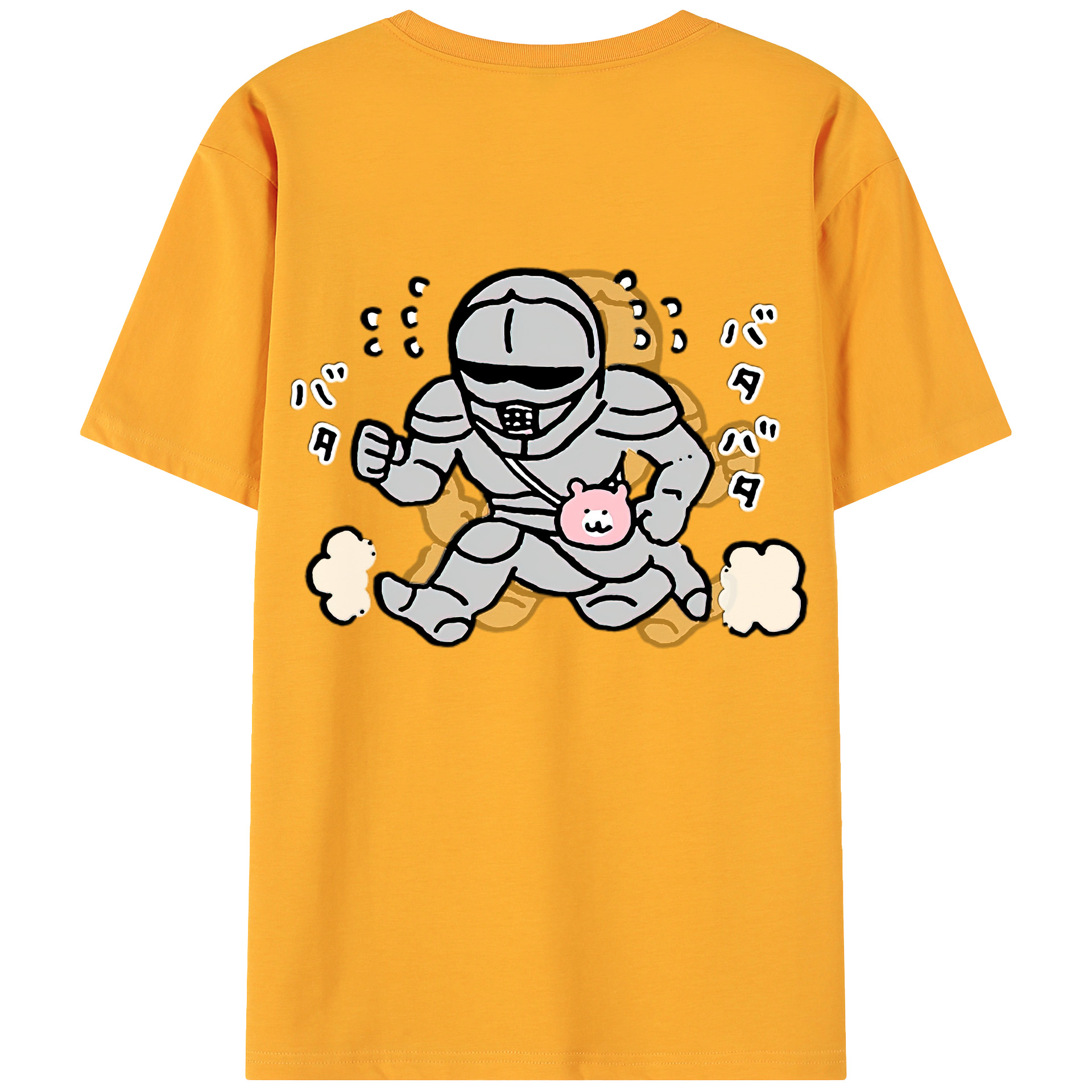 （画像用） ちいかわ 労働の鎧さん Chii-kawa Mr. Armor of Labor 綿100％ メンズ半袖Tシャツ（バックプリント） 通気性