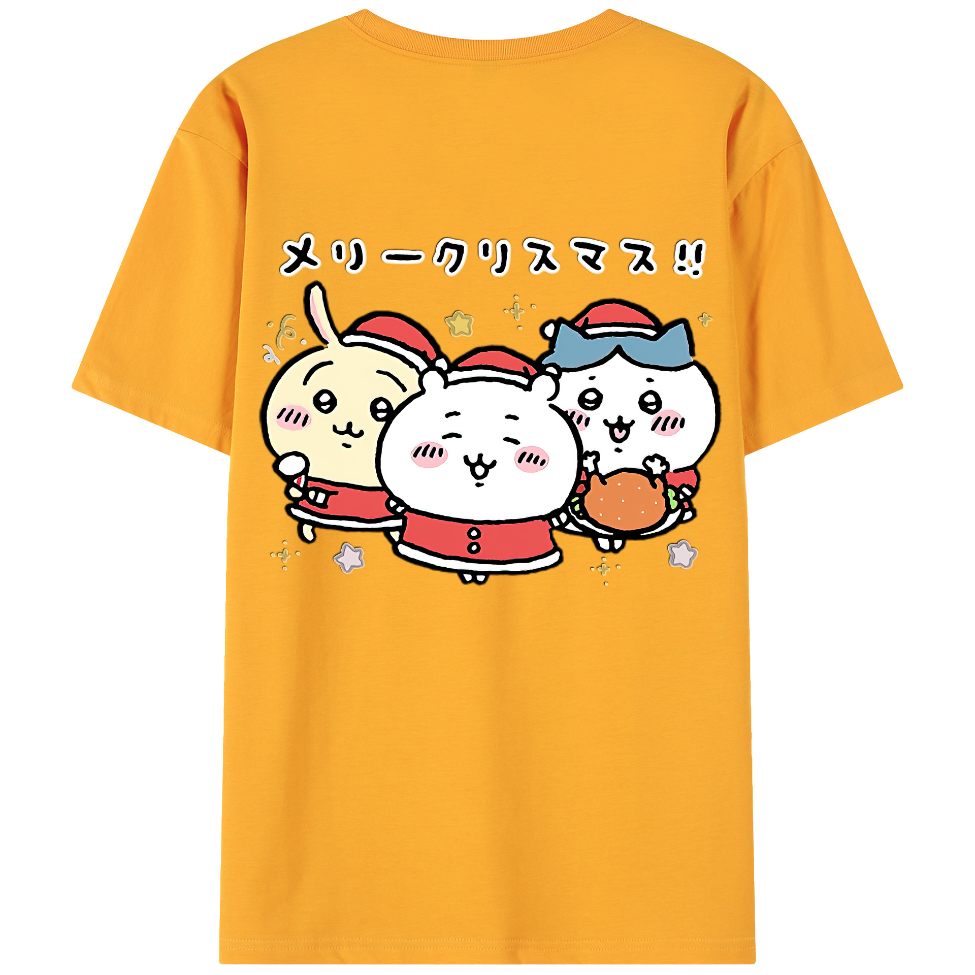 （画像用） ちいかわ ハチワレ Chii-kawa hachiware 綿100％ メンズ半袖Tシャツ（バックプリント） 通気性