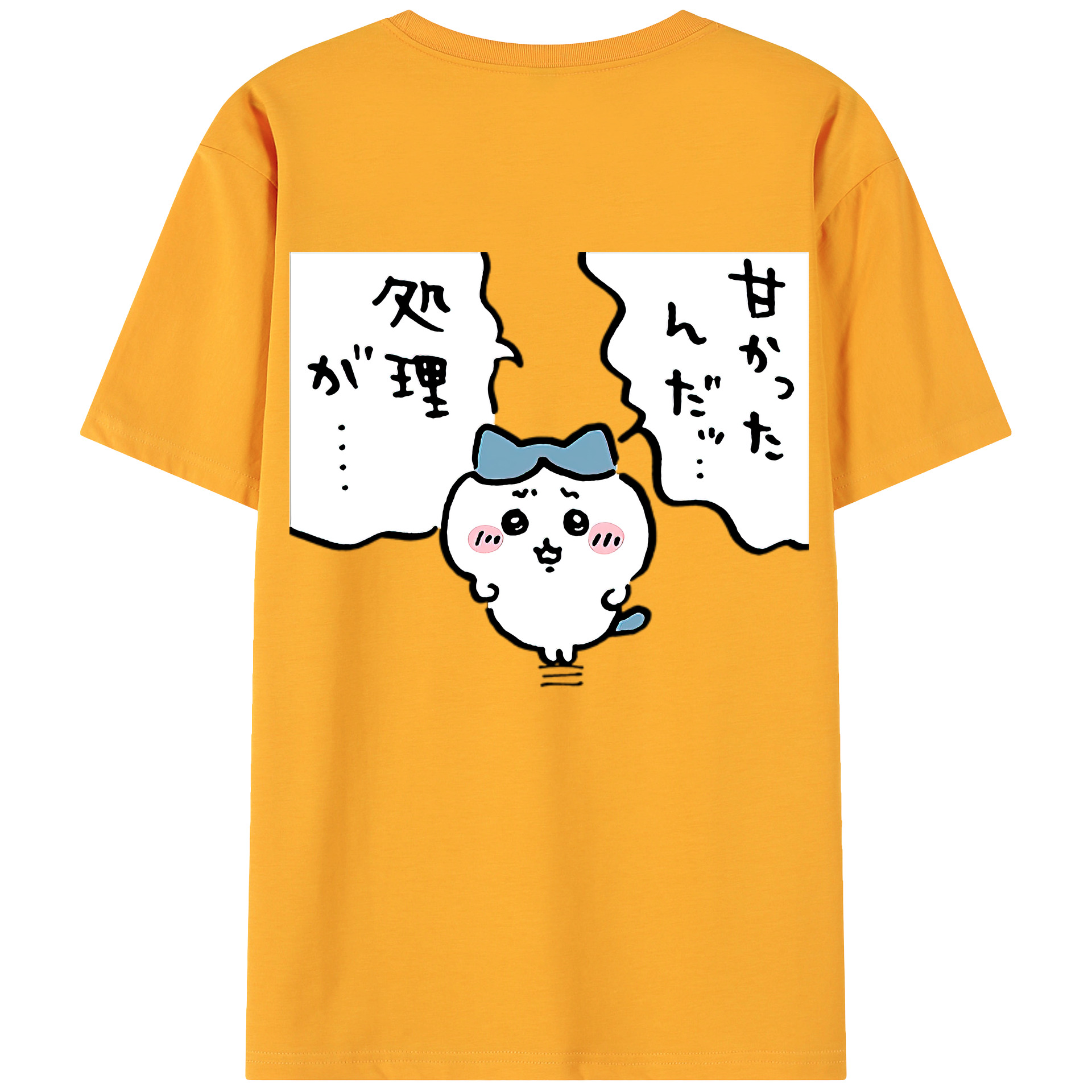（画像用） ちいかわ ハチワレ Chii-kawa hachiware 綿100％ メンズ半袖Tシャツ（バックプリント） 通気性