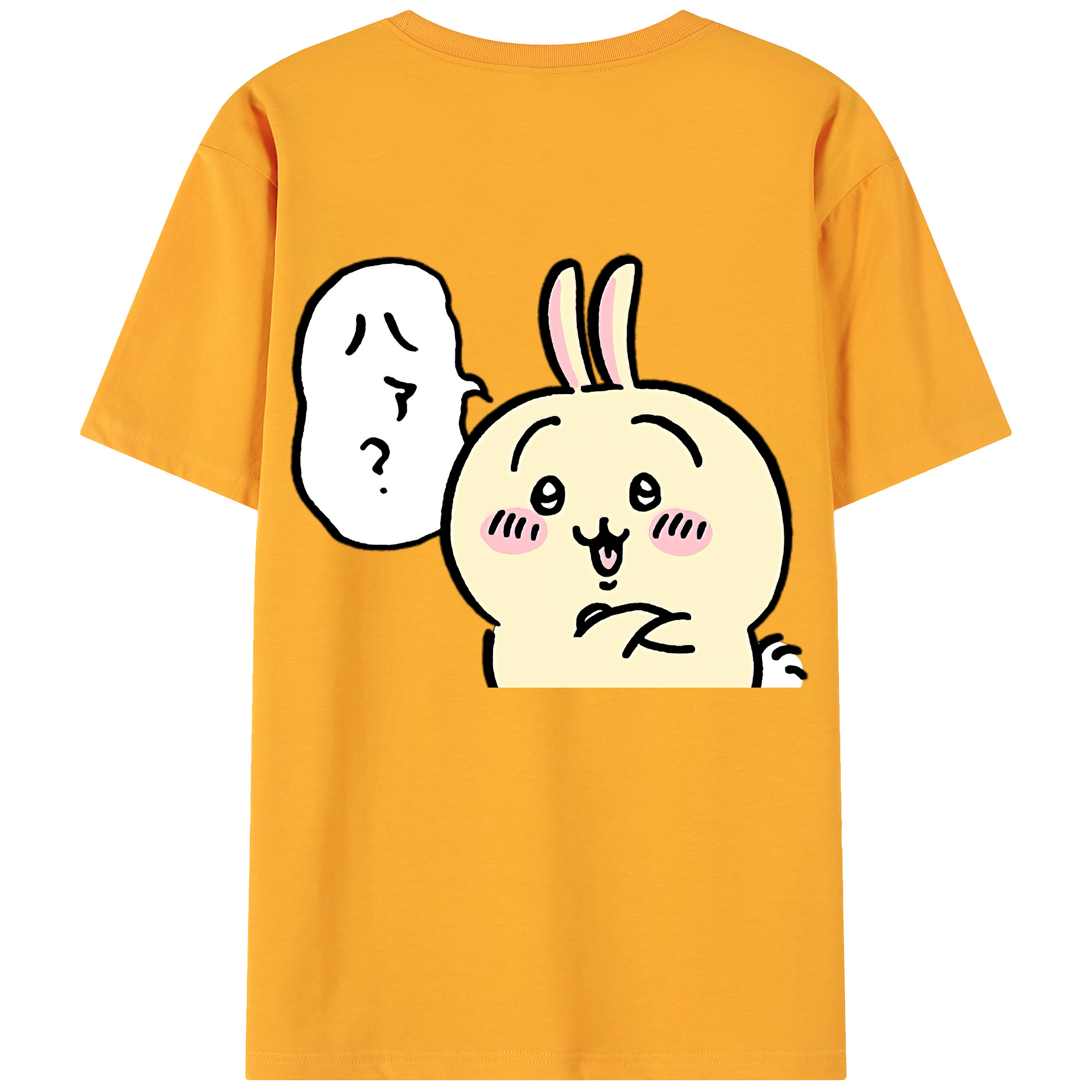 （画像用） ちいかわ うさぎ Chii-kawa usagi 綿100％ メンズ半袖Tシャツ（バックプリント） 通気性