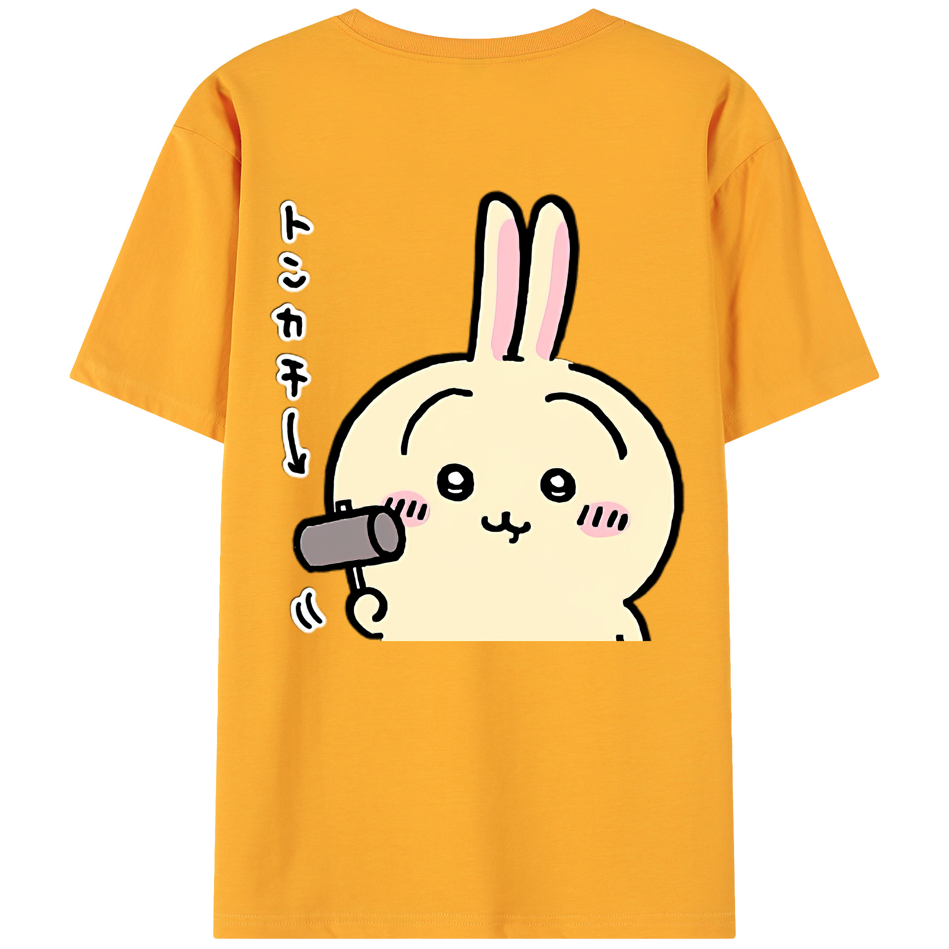 （画像用） ちいかわ うさぎ Chii-kawa usagi 綿100％ メンズ半袖Tシャツ（バックプリント） 通気性