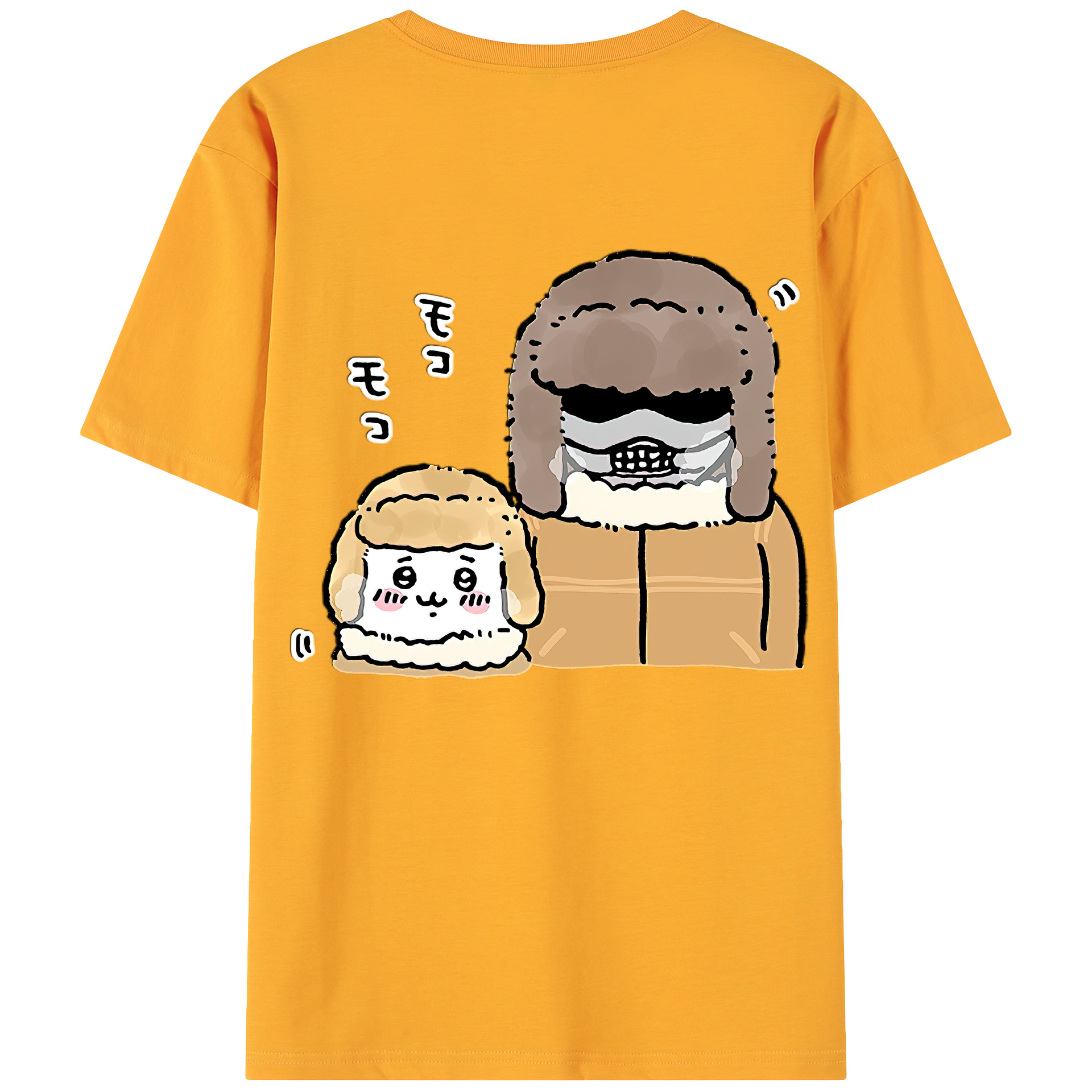 （画像用） ちいかわ 労働の鎧さん Chii-kawa Mr. Armor of Labor 綿100％ メンズ半袖Tシャツ（バックプリント） 通気性