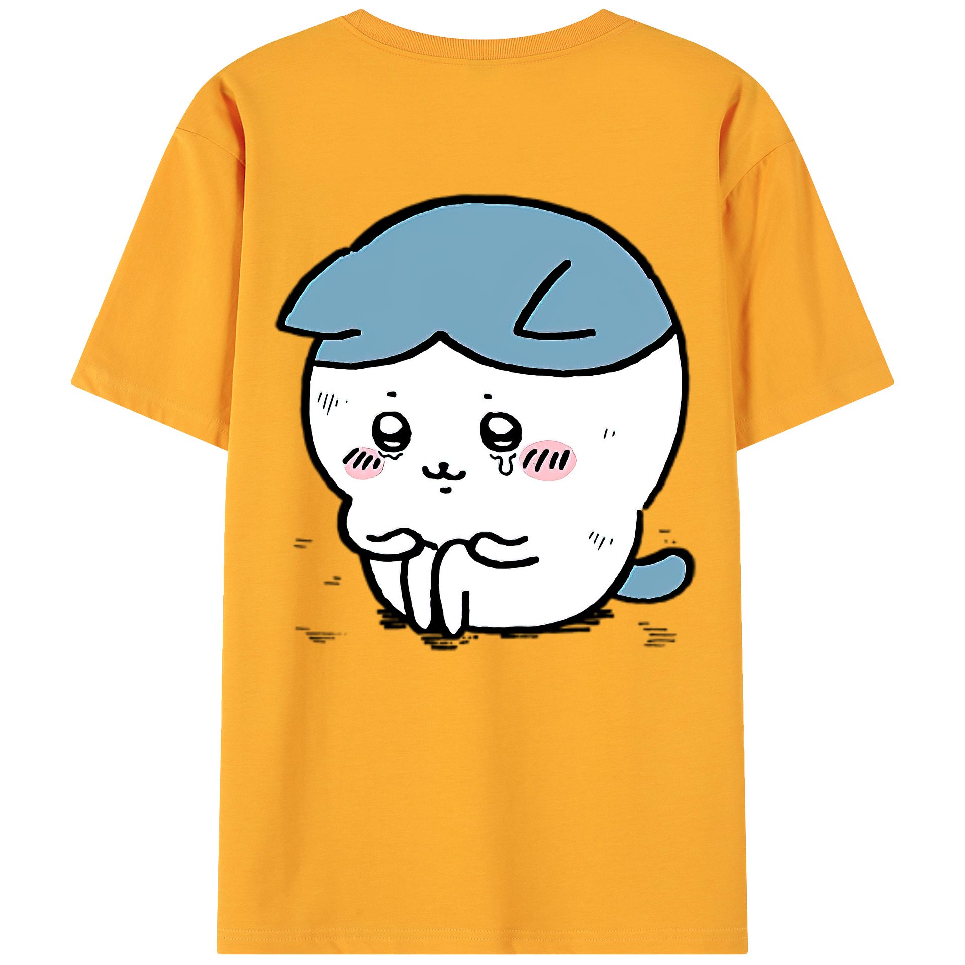 （画像用） ちいかわ ハチワレ Chii-kawa hachiware 綿100％ メンズ半袖Tシャツ（バックプリント） 通気性