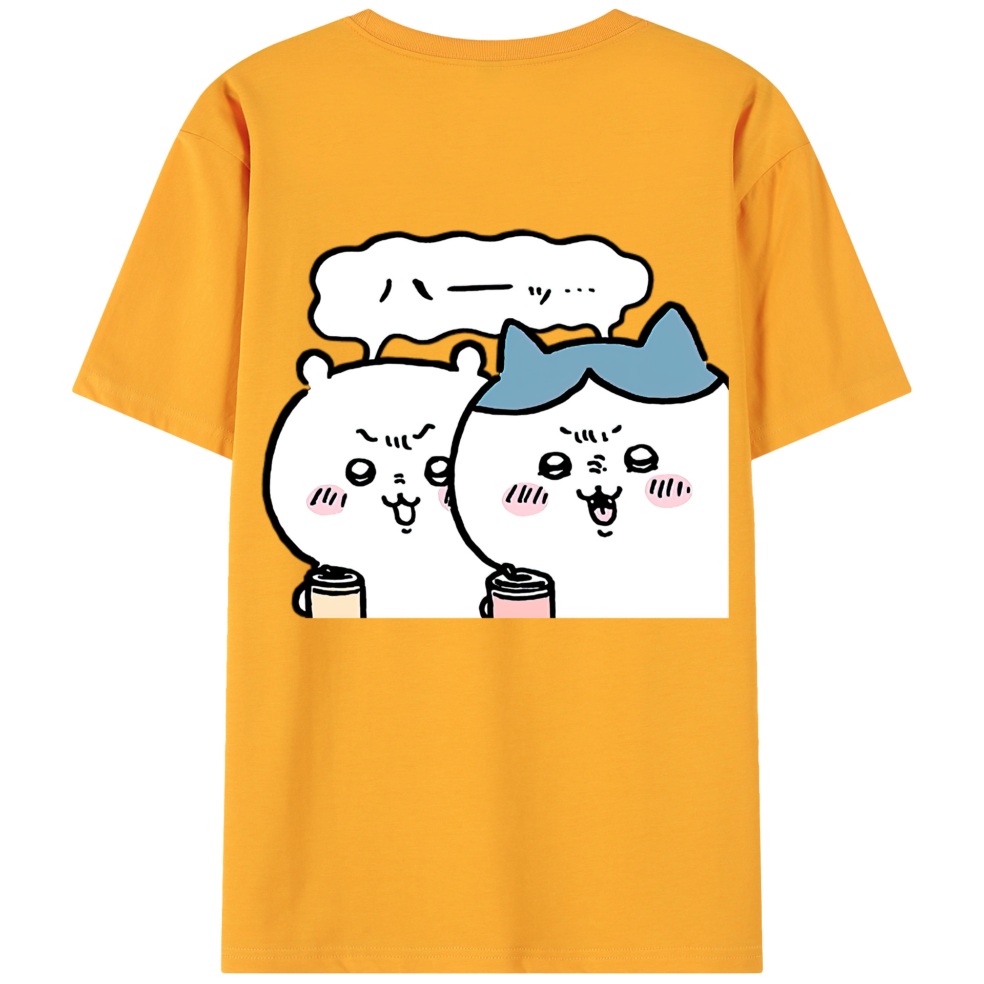 （画像用） ちいかわ ハチワレ Chii-kawa hachiware 綿100％ メンズ半袖Tシャツ（バックプリント） 通気性